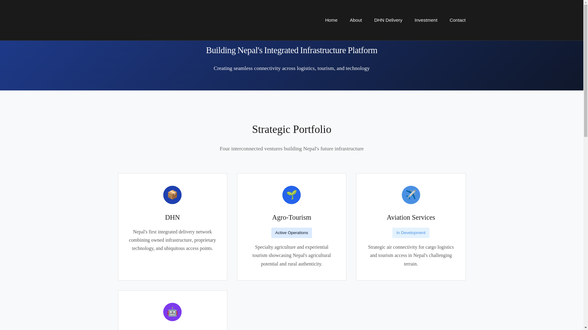 website screenshot of https://dhnholding.com.np/