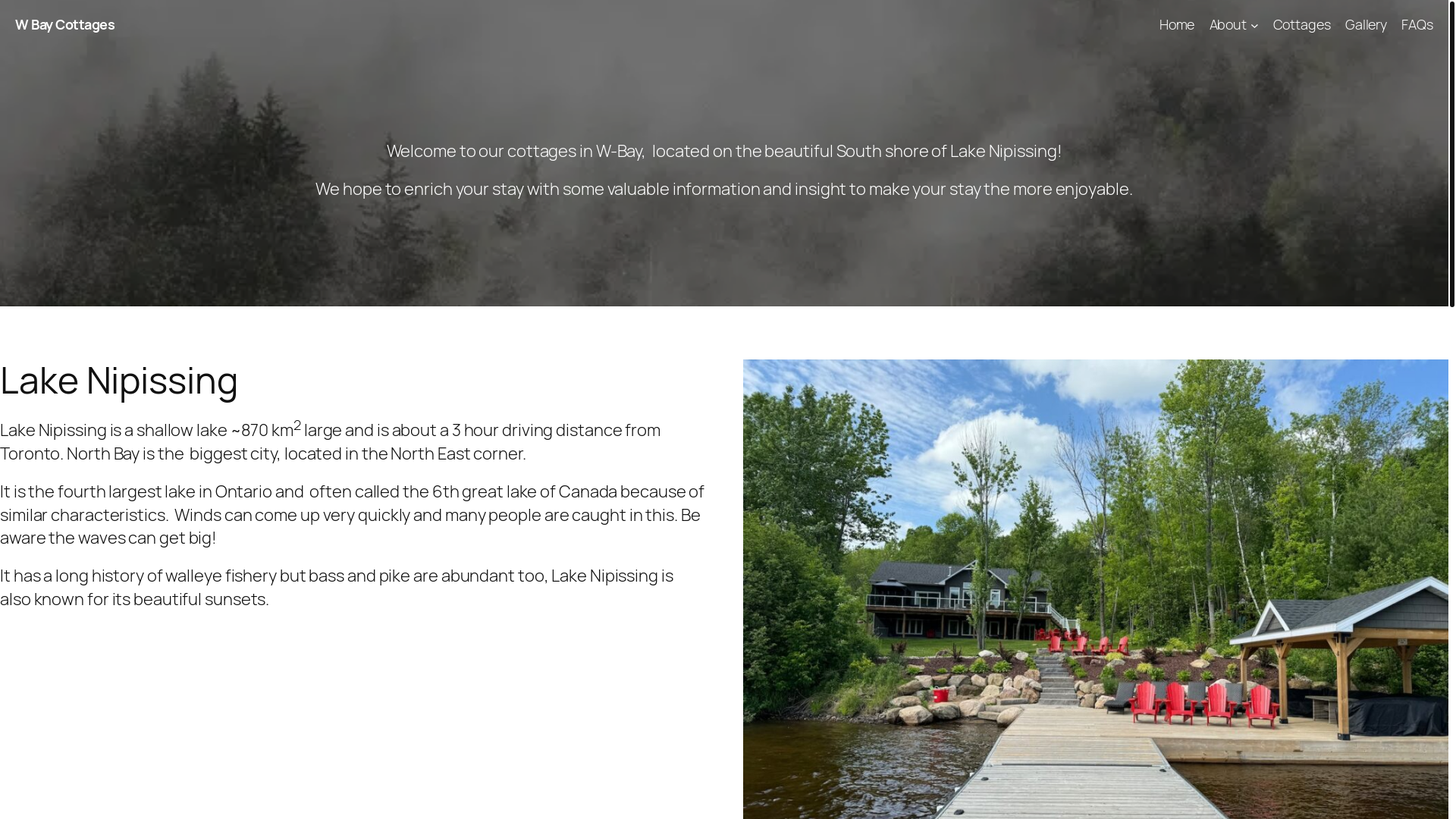 website screenshot of https://wbaycottages.ca/