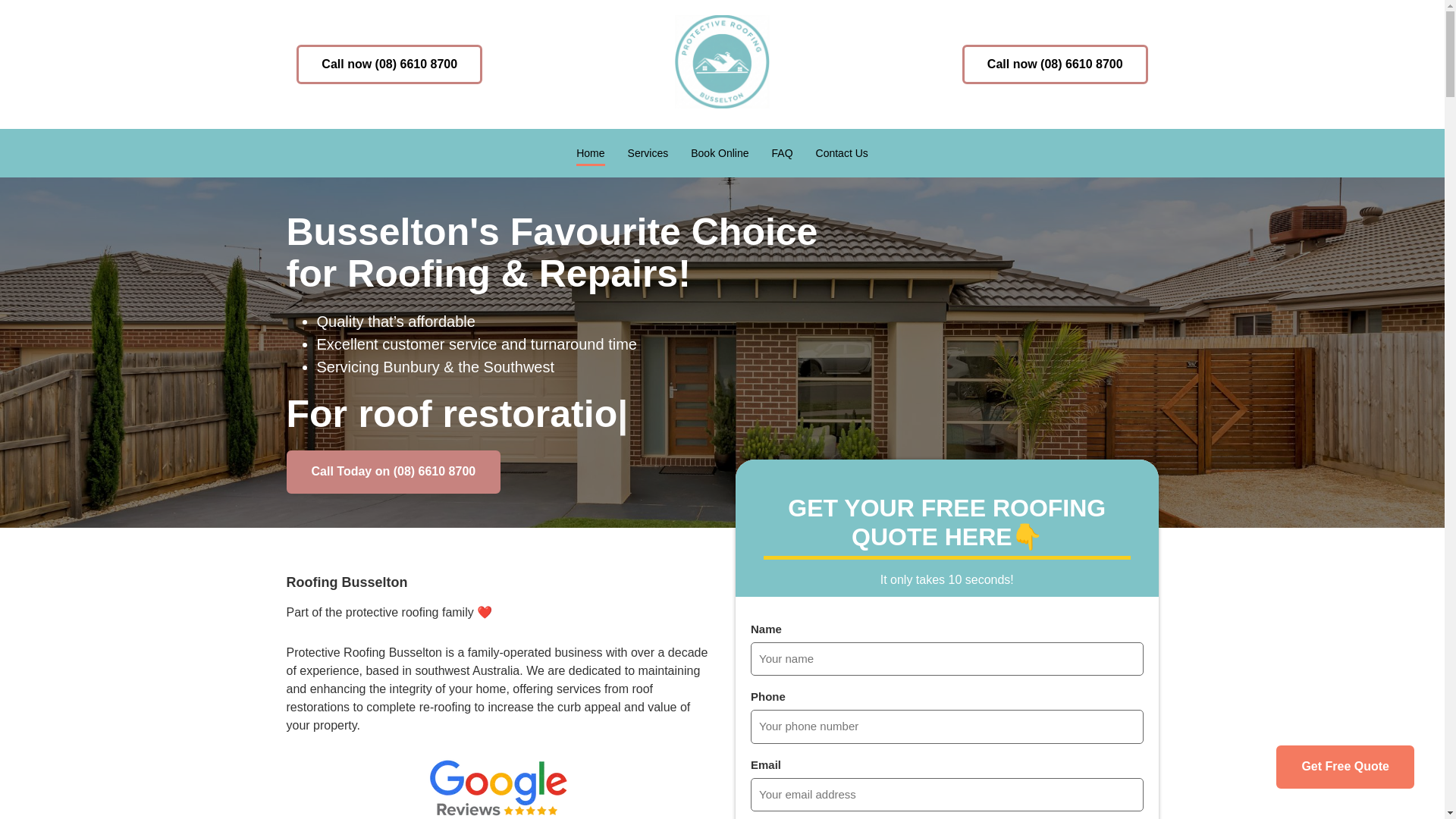 website screenshot of https://protectiveroofingbusselton.com.au/