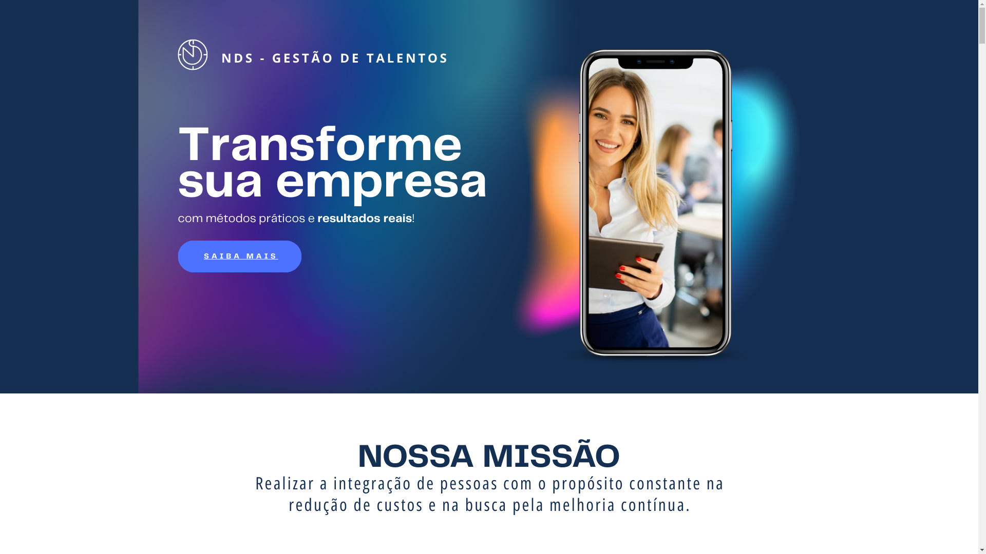 website screenshot of https://ndsgestaodetalentos.com/