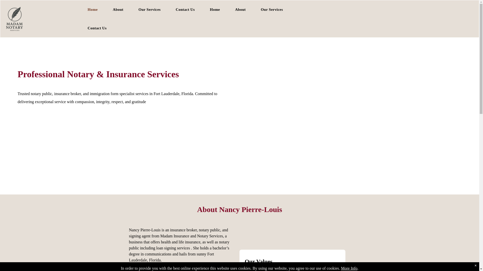website screenshot of https://madamnotaryservices.com/