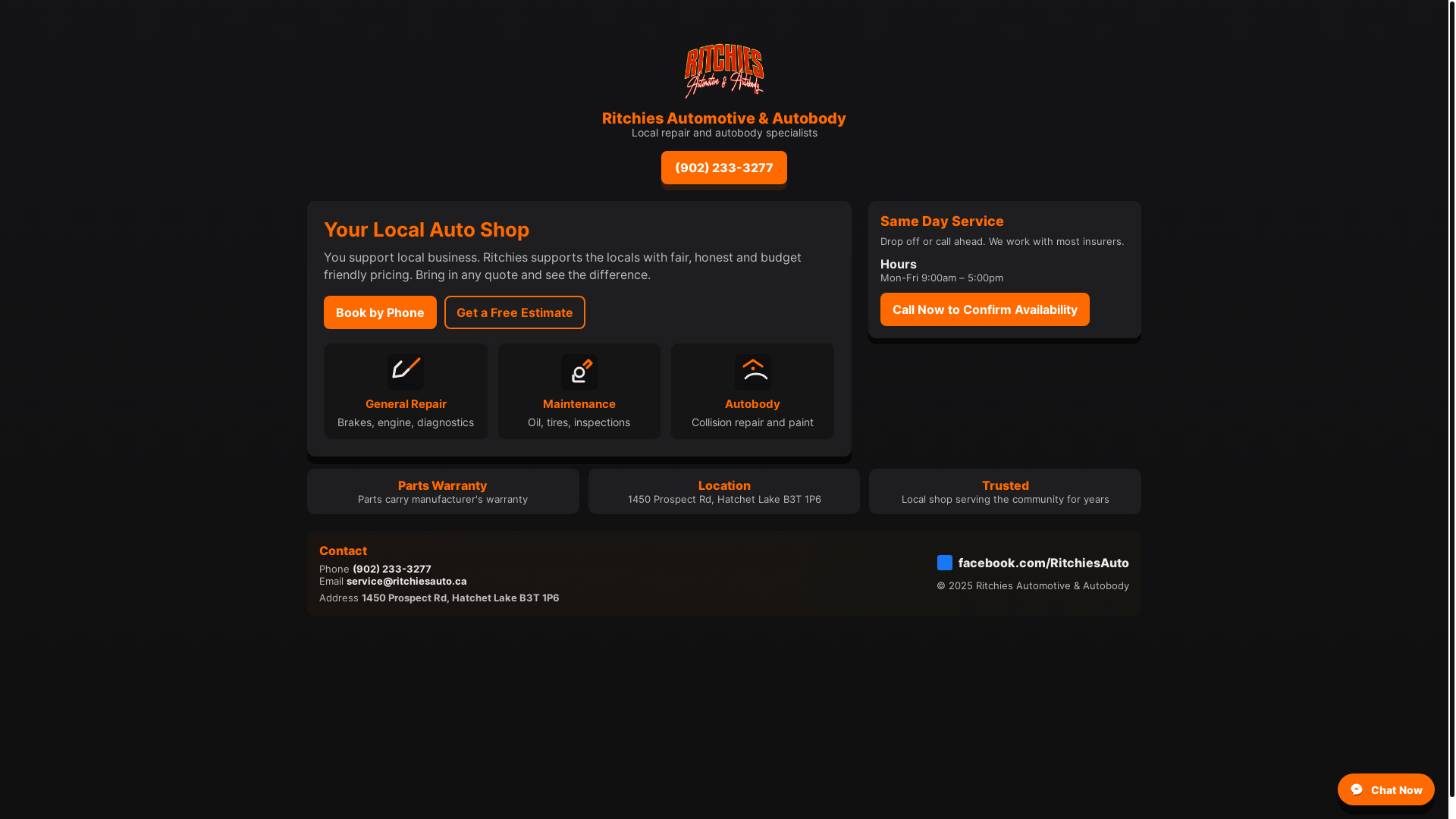 website screenshot of https://ritchiesauto.ca/