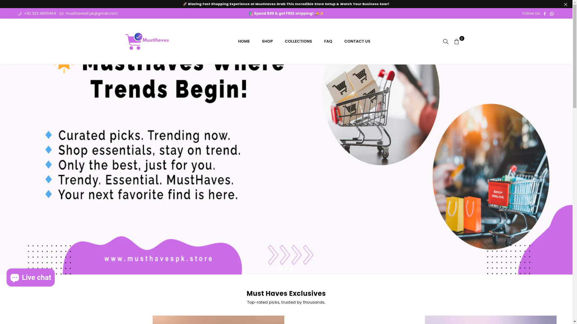 website screenshot of https://musthavespk.store/