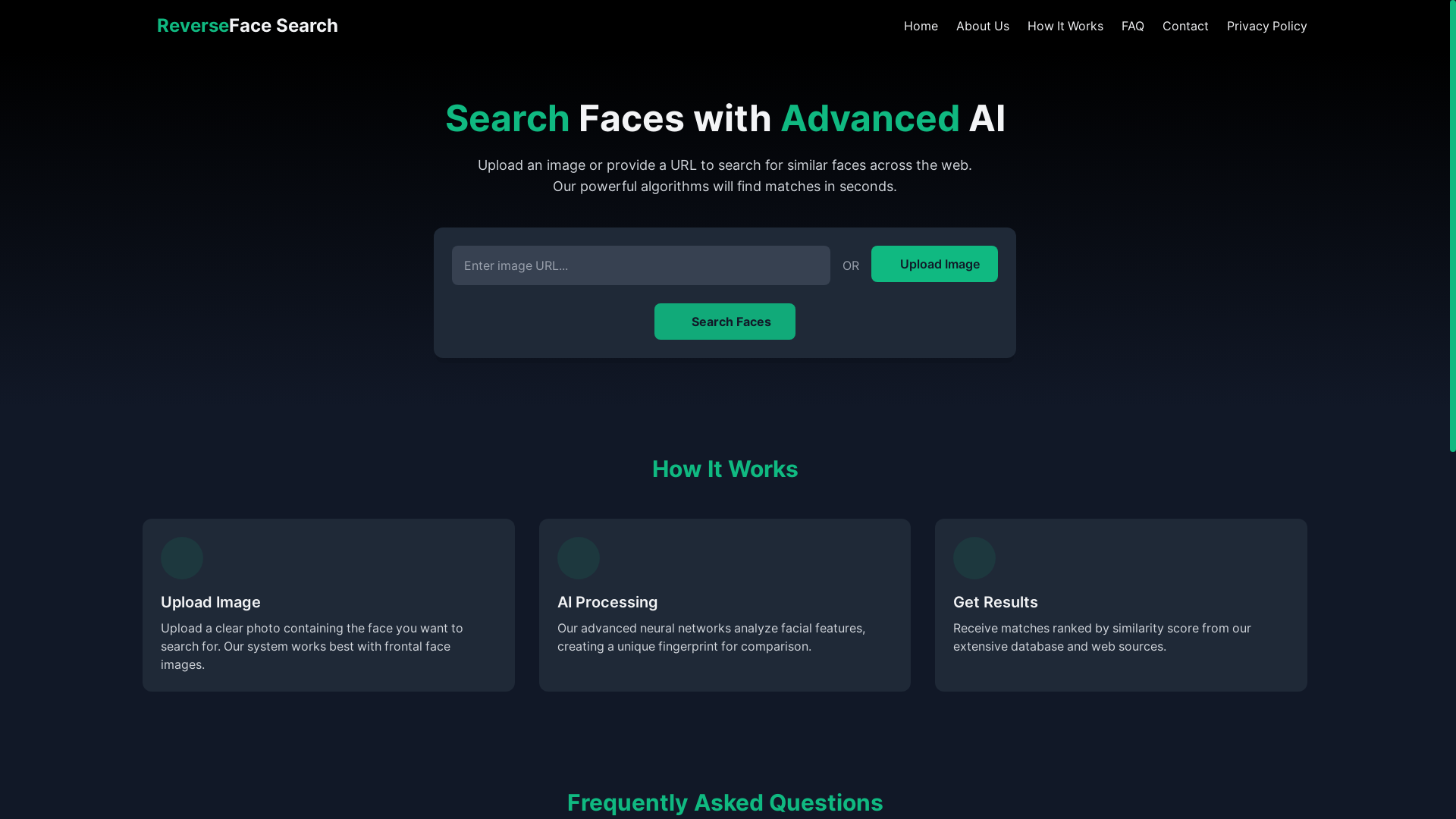 website screenshot of https://reversefacesearch.net/