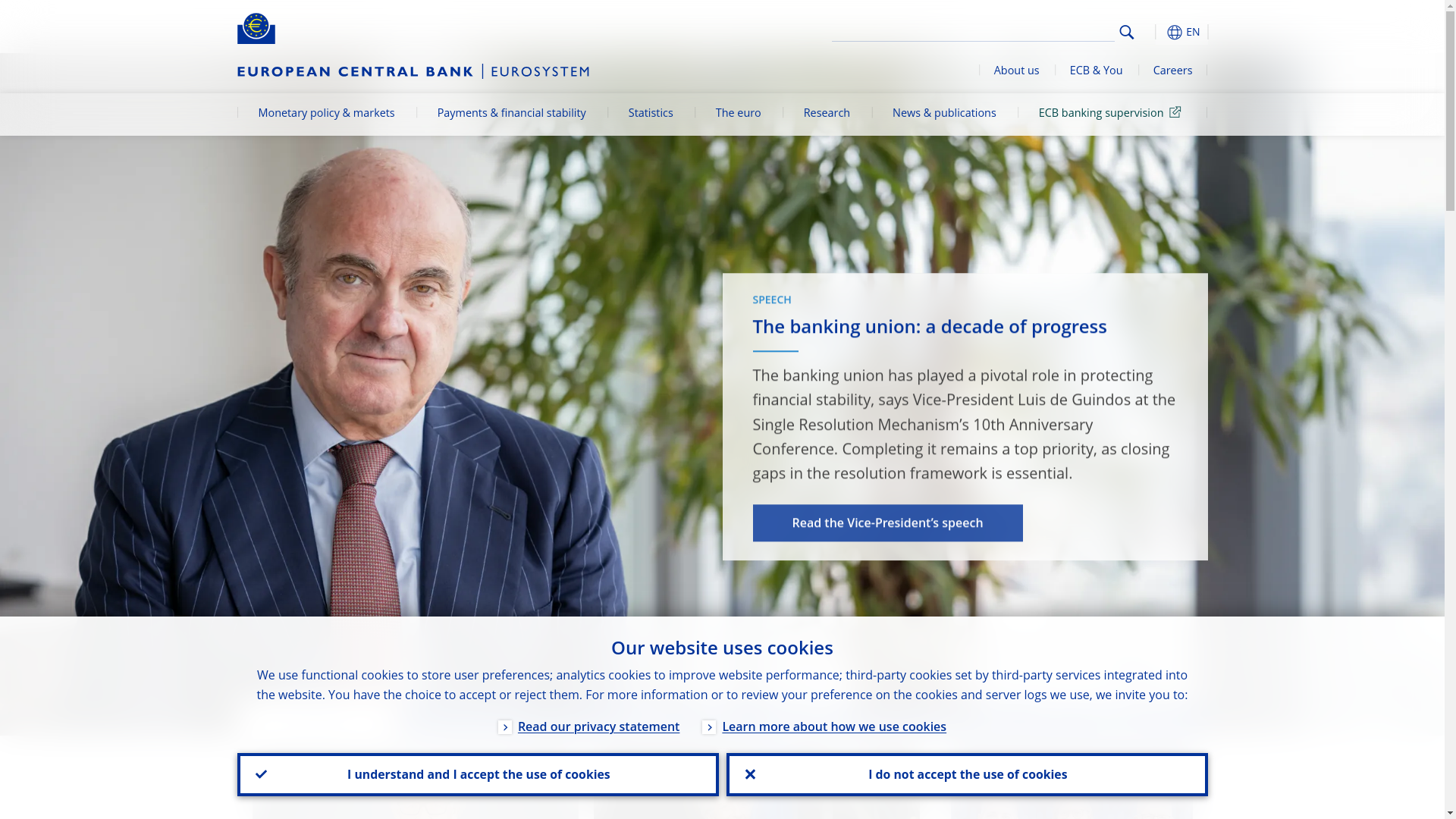 website screenshot of https://www.ecb.europa.eu/