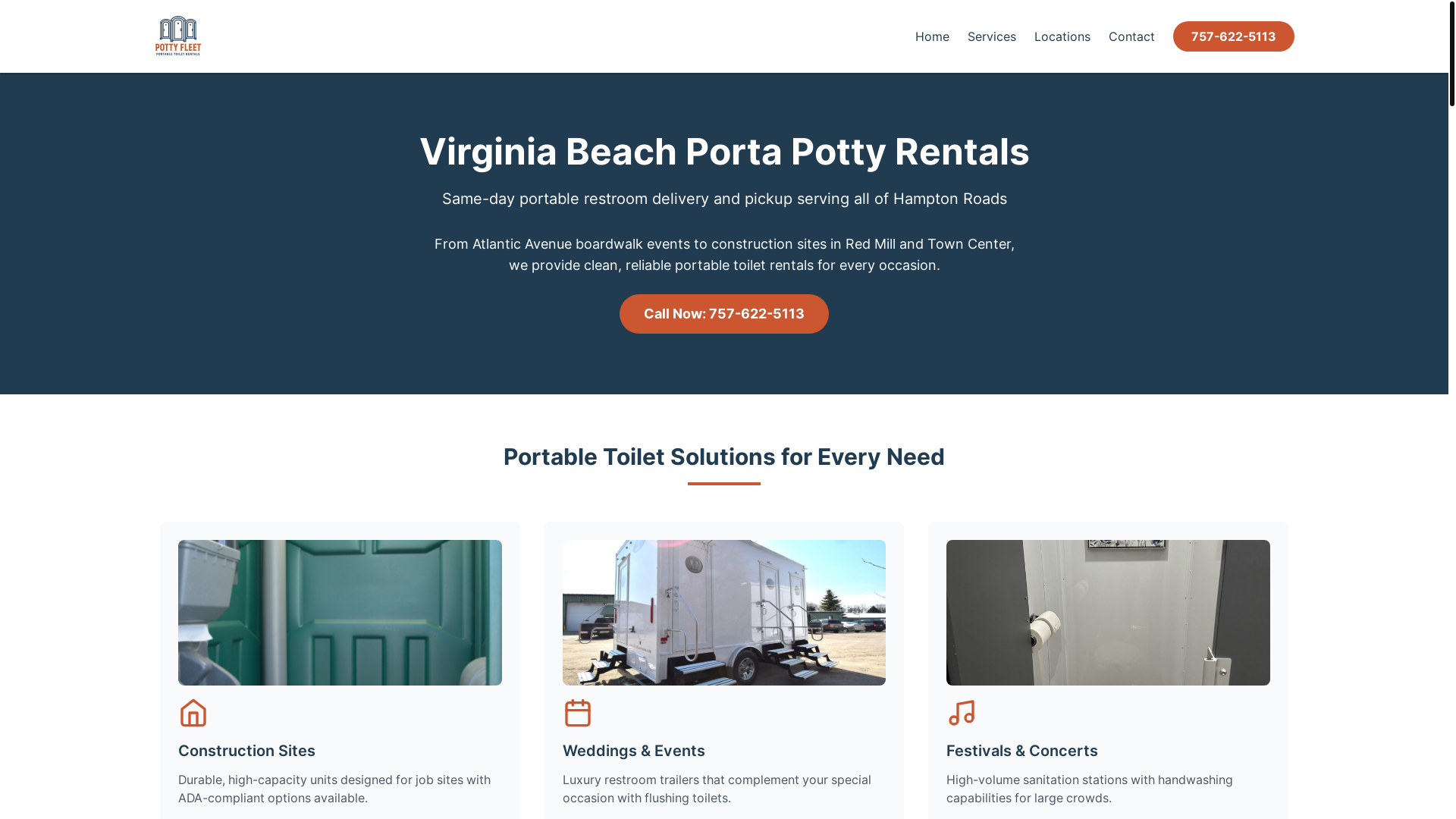 website screenshot of https://pottyfleet.com/