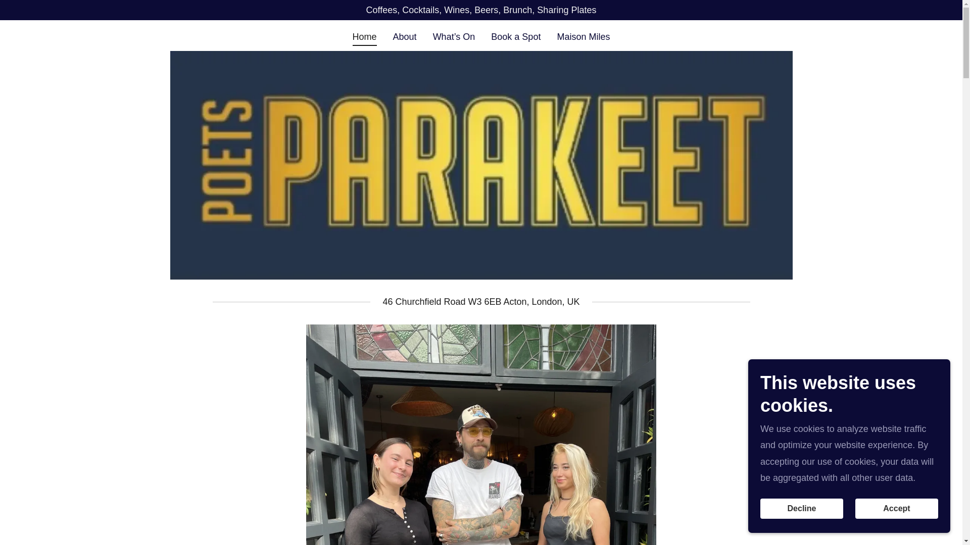 website screenshot of https://poetsparakeet.co.uk/