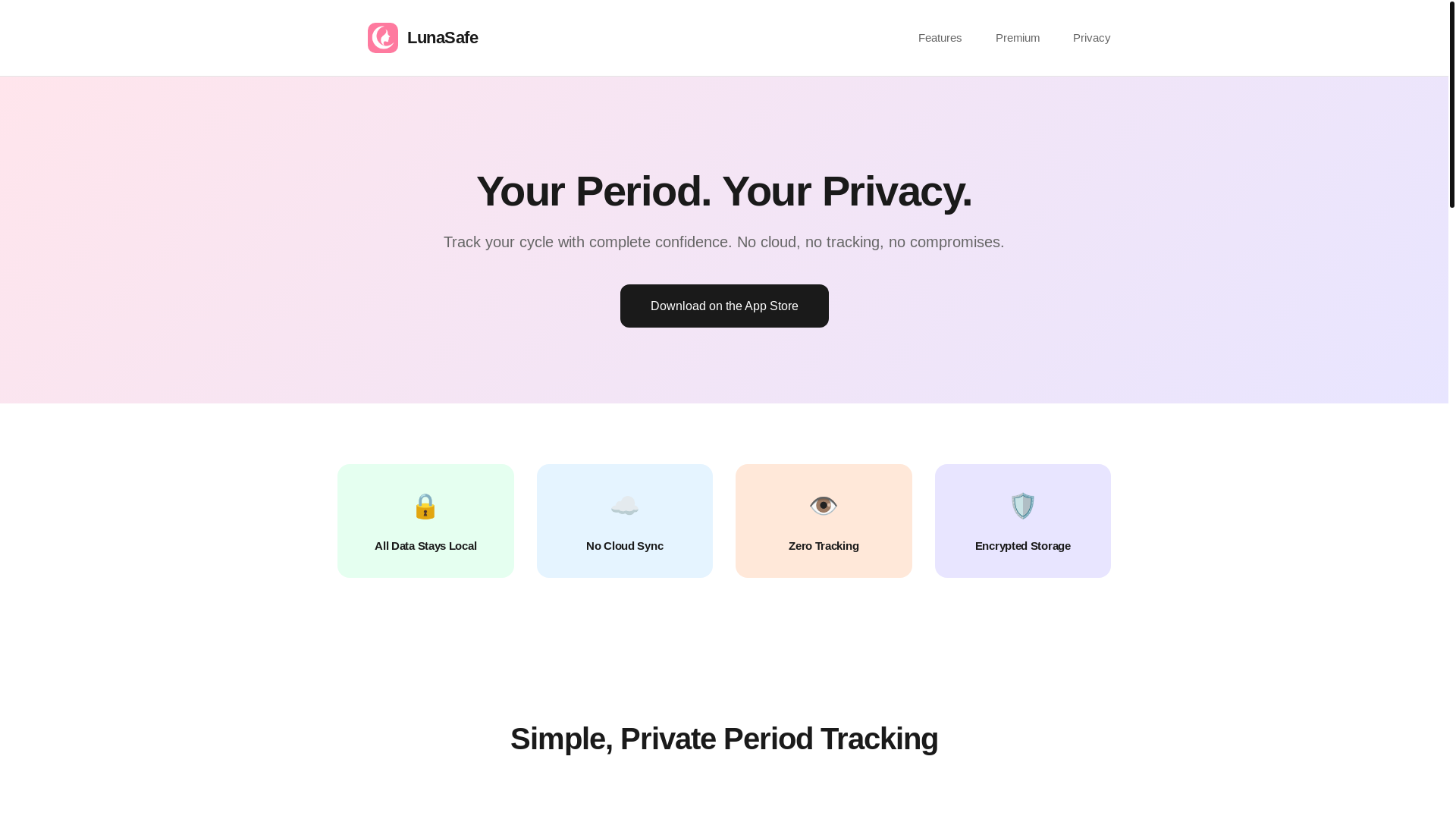 website screenshot of https://lunasafe.pro/