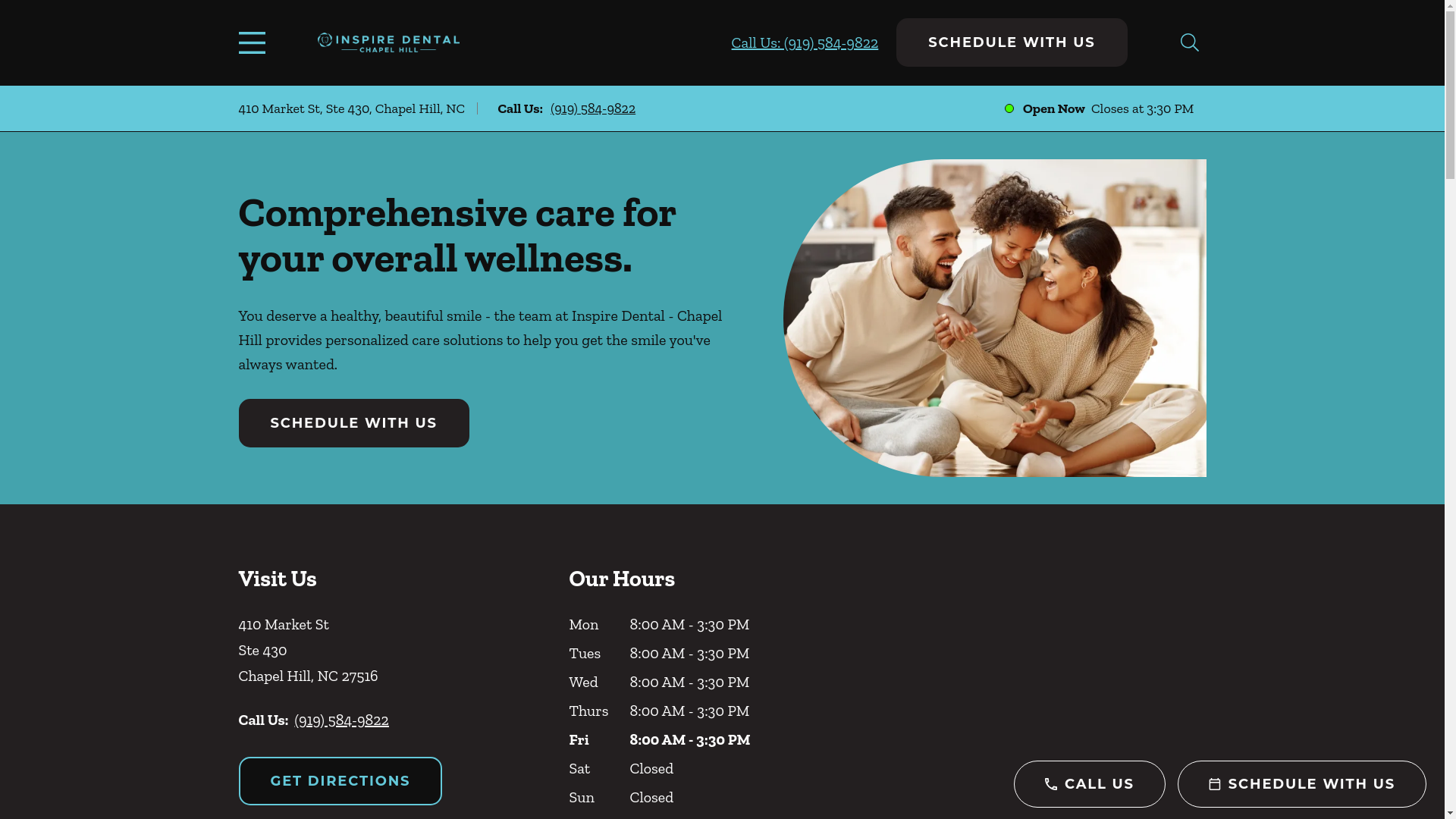 website screenshot of https://inspiredentalchapelhill.com/
