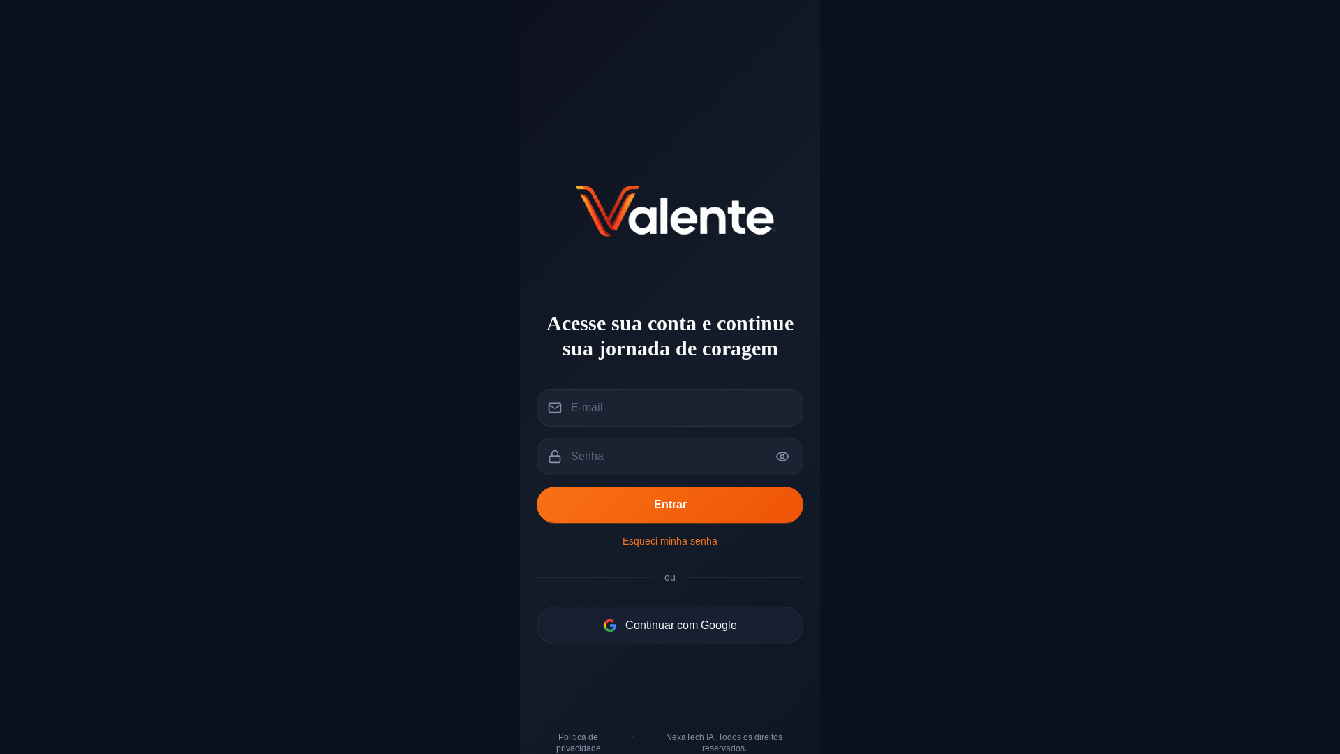 website screenshot of https://valentes.app/