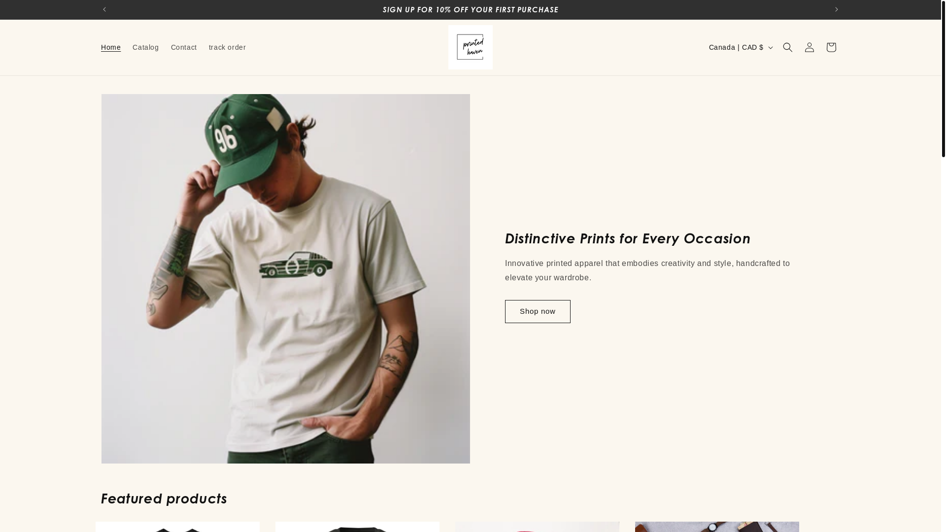 website screenshot of https://printedhaven.com/
