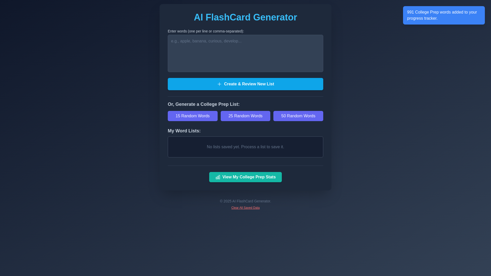 website screenshot of https://flashcardgenerator.pages.dev/