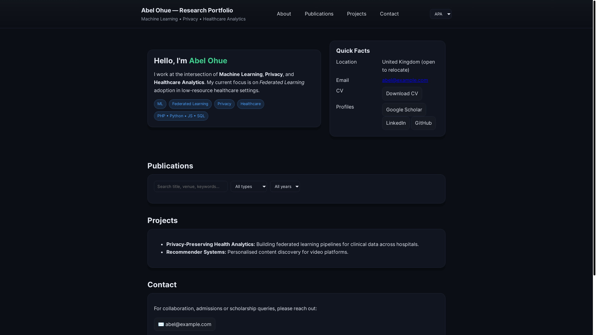 website screenshot of https://abelacademicworks.com/