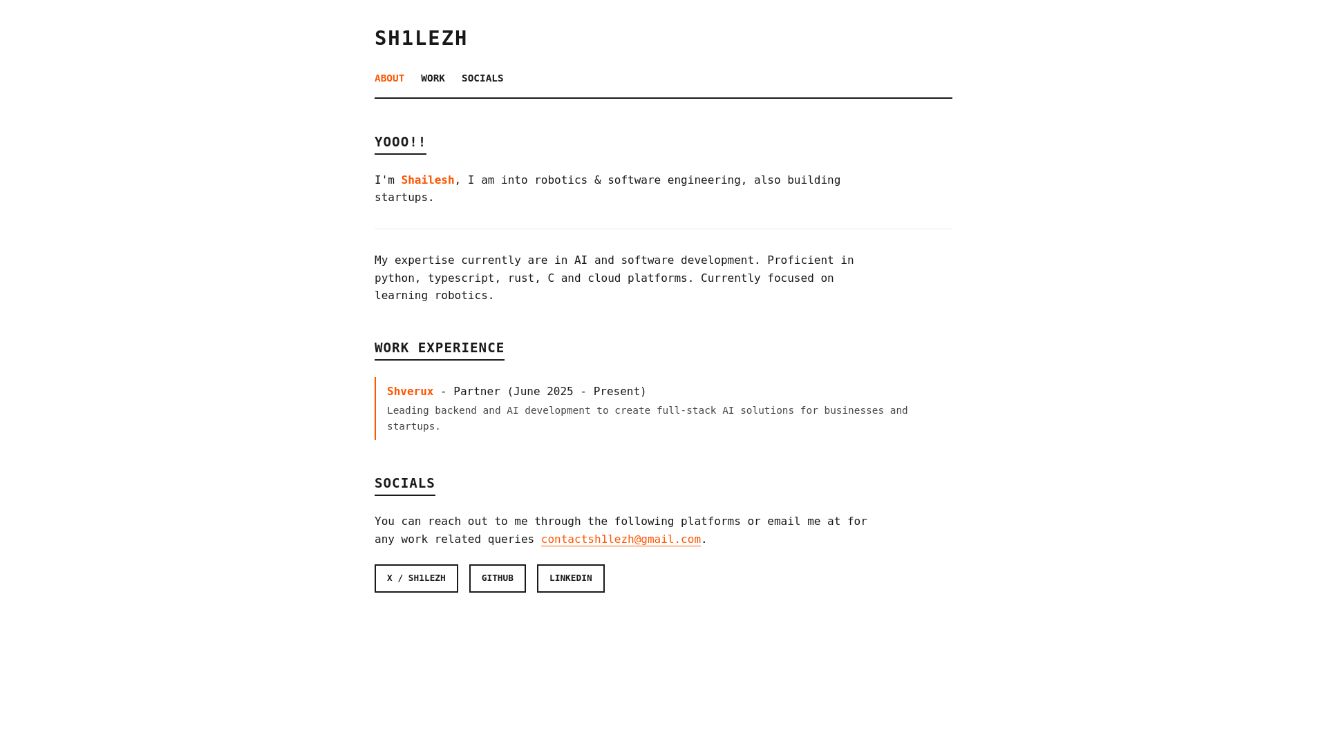 website screenshot of https://shailesh.site/