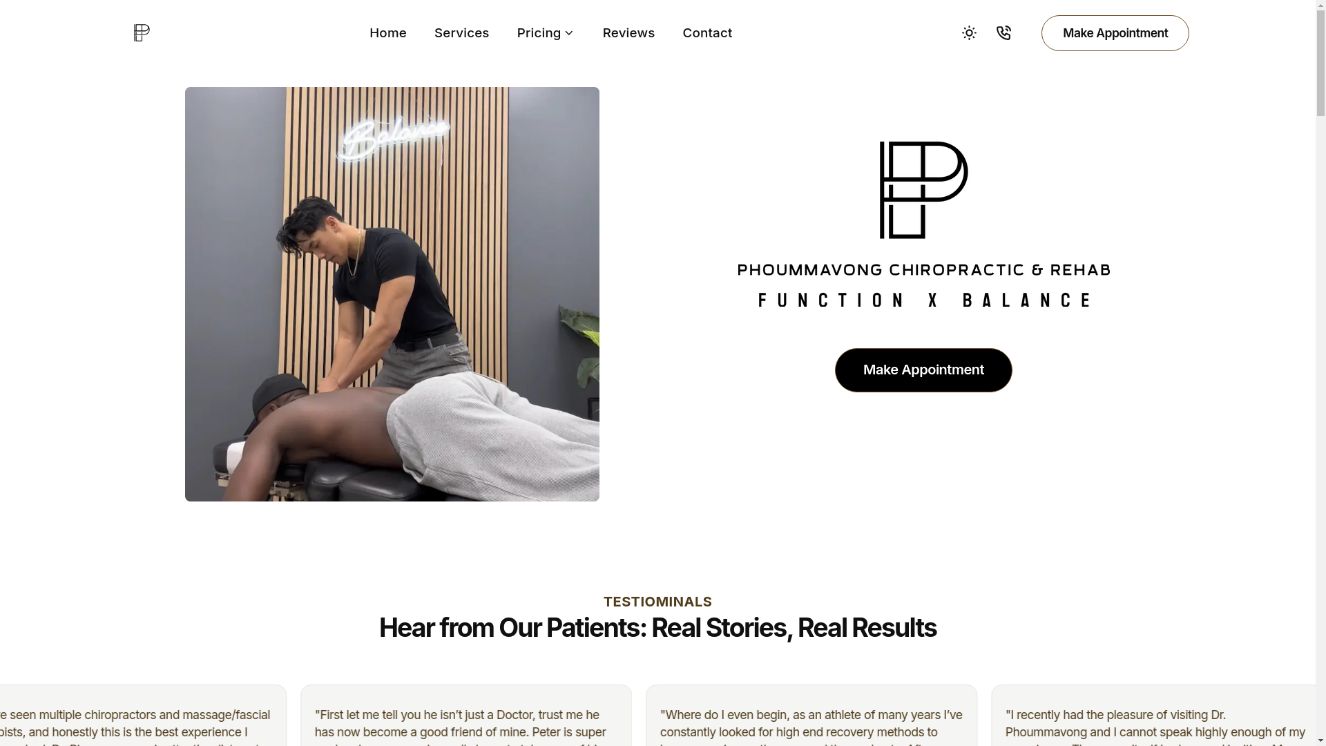 website screenshot of https://phoummavongchiropractic.pages.dev/