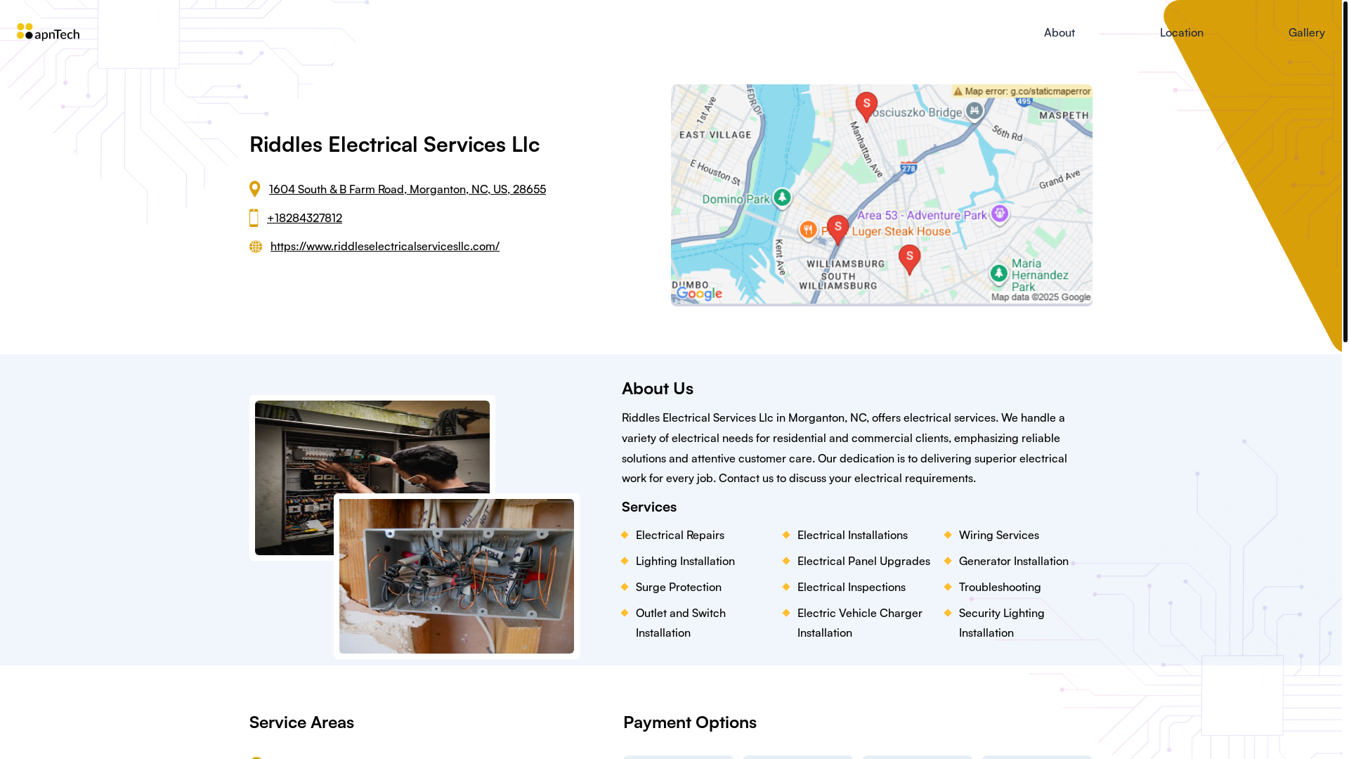 website screenshot of https://riddleselectricalservicesllc.online/