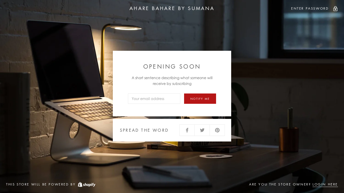 website screenshot of https://aharebaharebysumana.com/