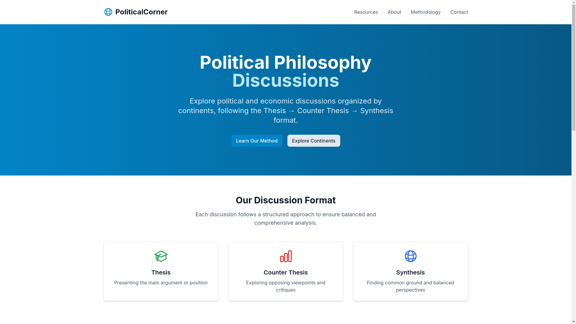 website screenshot of https://politicalcorner.pages.dev/