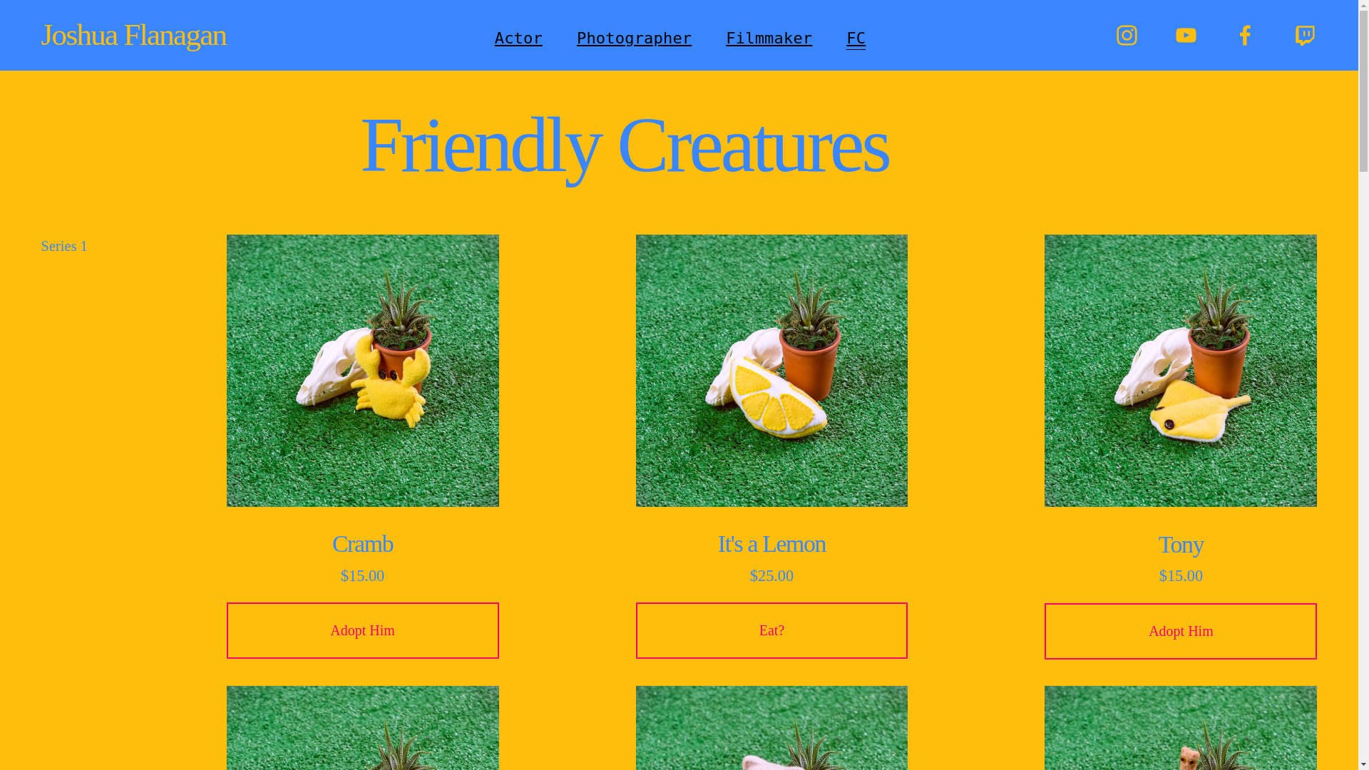 website screenshot of https://friendlycreatures.art/