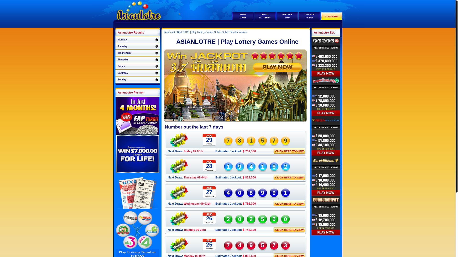 website screenshot of https://asianlotre.live/