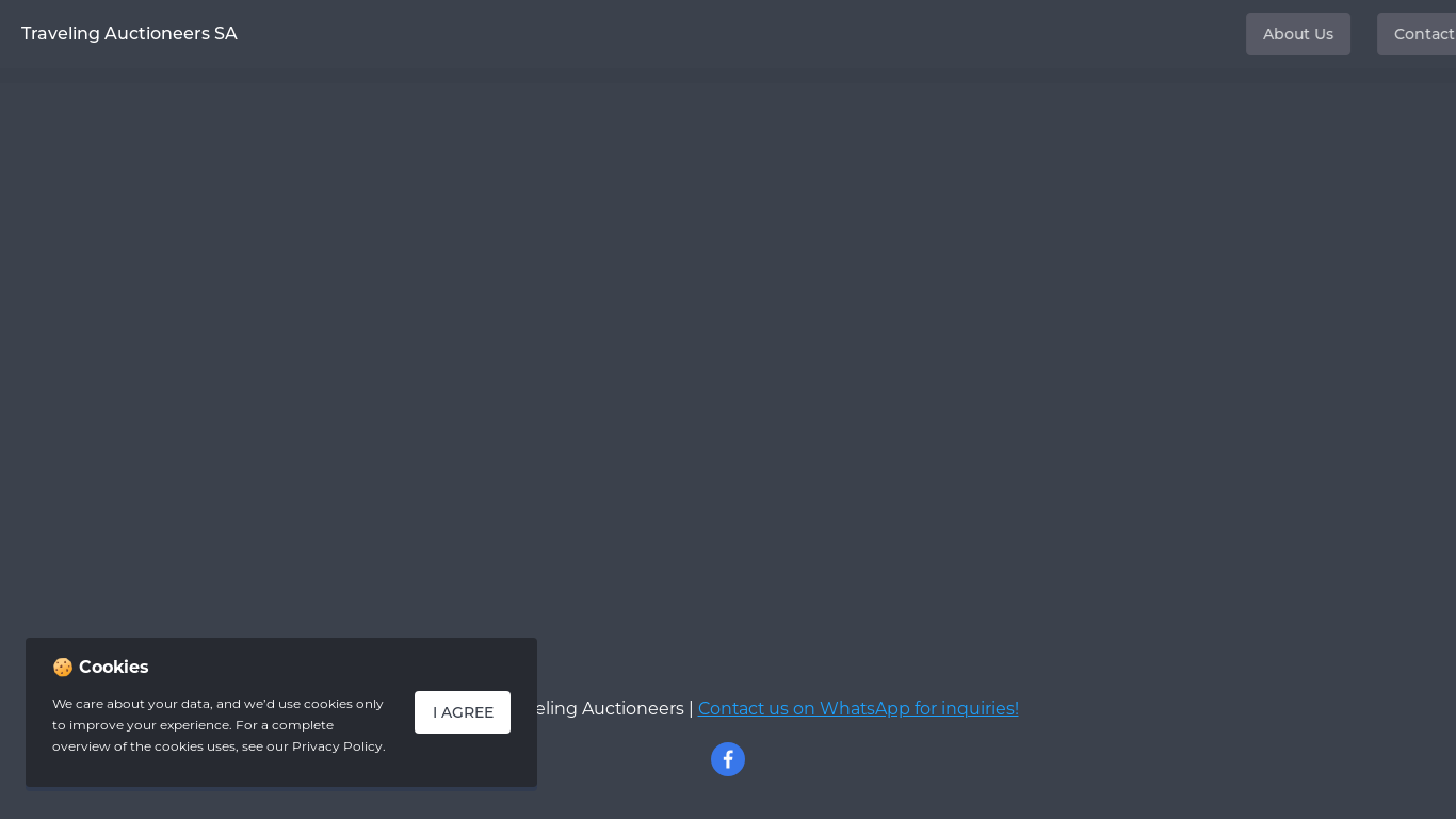 website screenshot of https://travelingauctioneers.co.za/