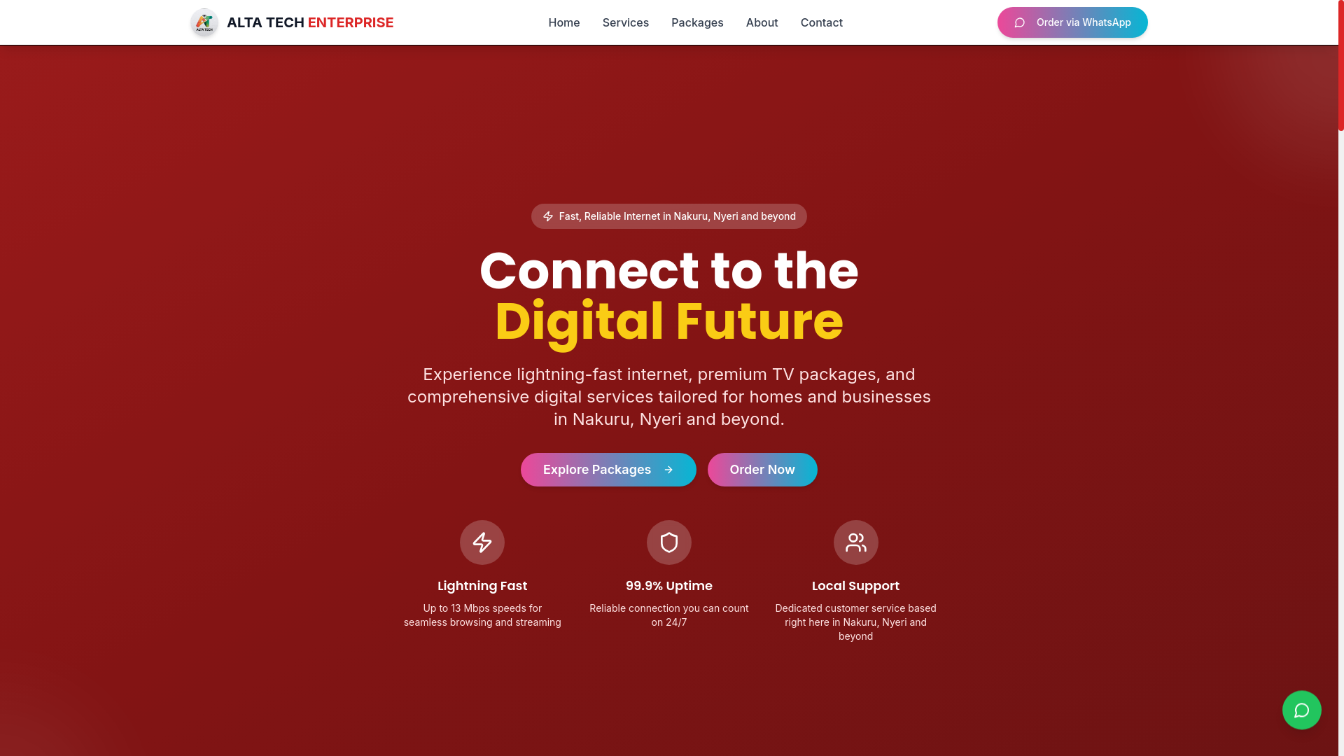 website screenshot of https://altatech.co.ke/