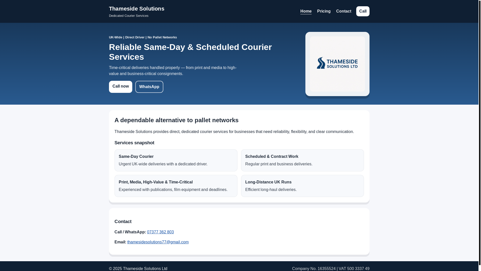 website screenshot of https://thamesidesolutions.co.uk/