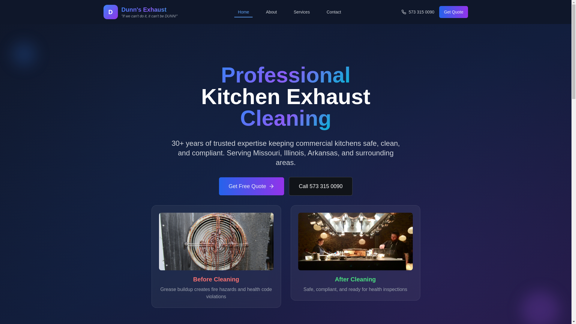 website screenshot of https://dunnsexhaustcleaning.org/