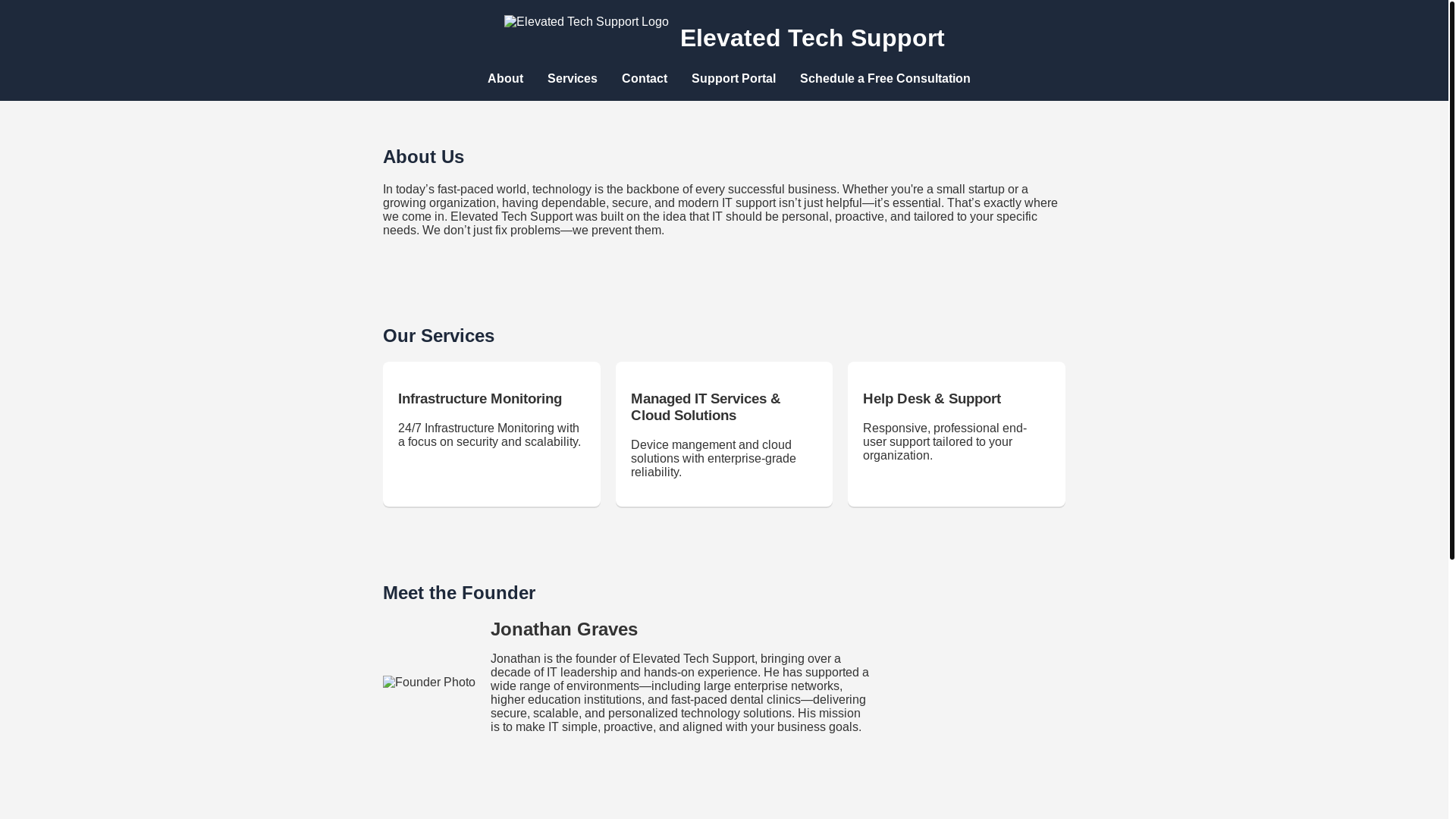 website screenshot of https://elevatedtechsupport.pages.dev/