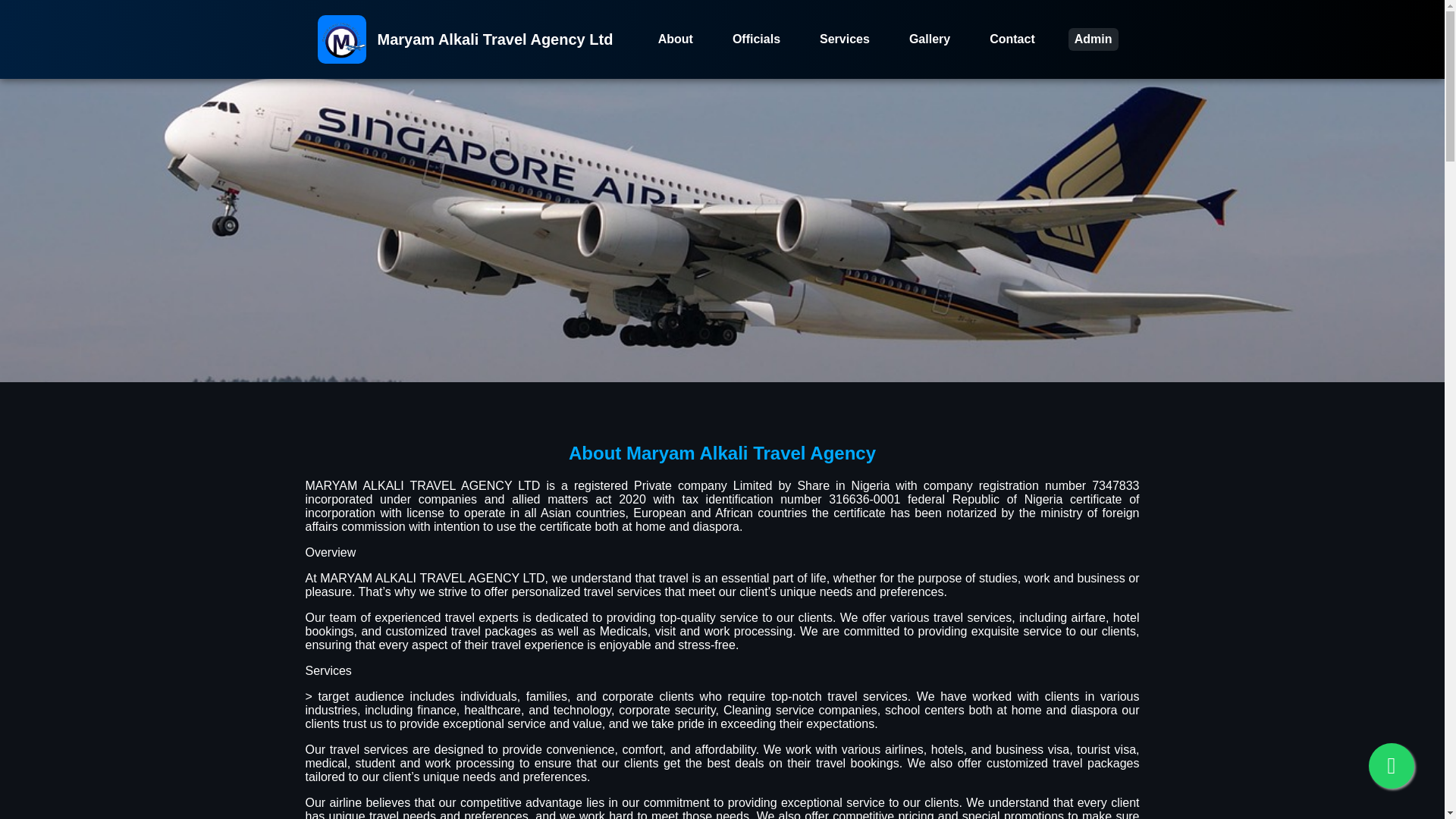 website screenshot of https://maryamalkalitravelagencyltd.com/