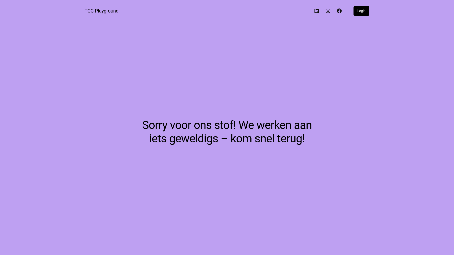 website screenshot of https://tcg-playground.nl/