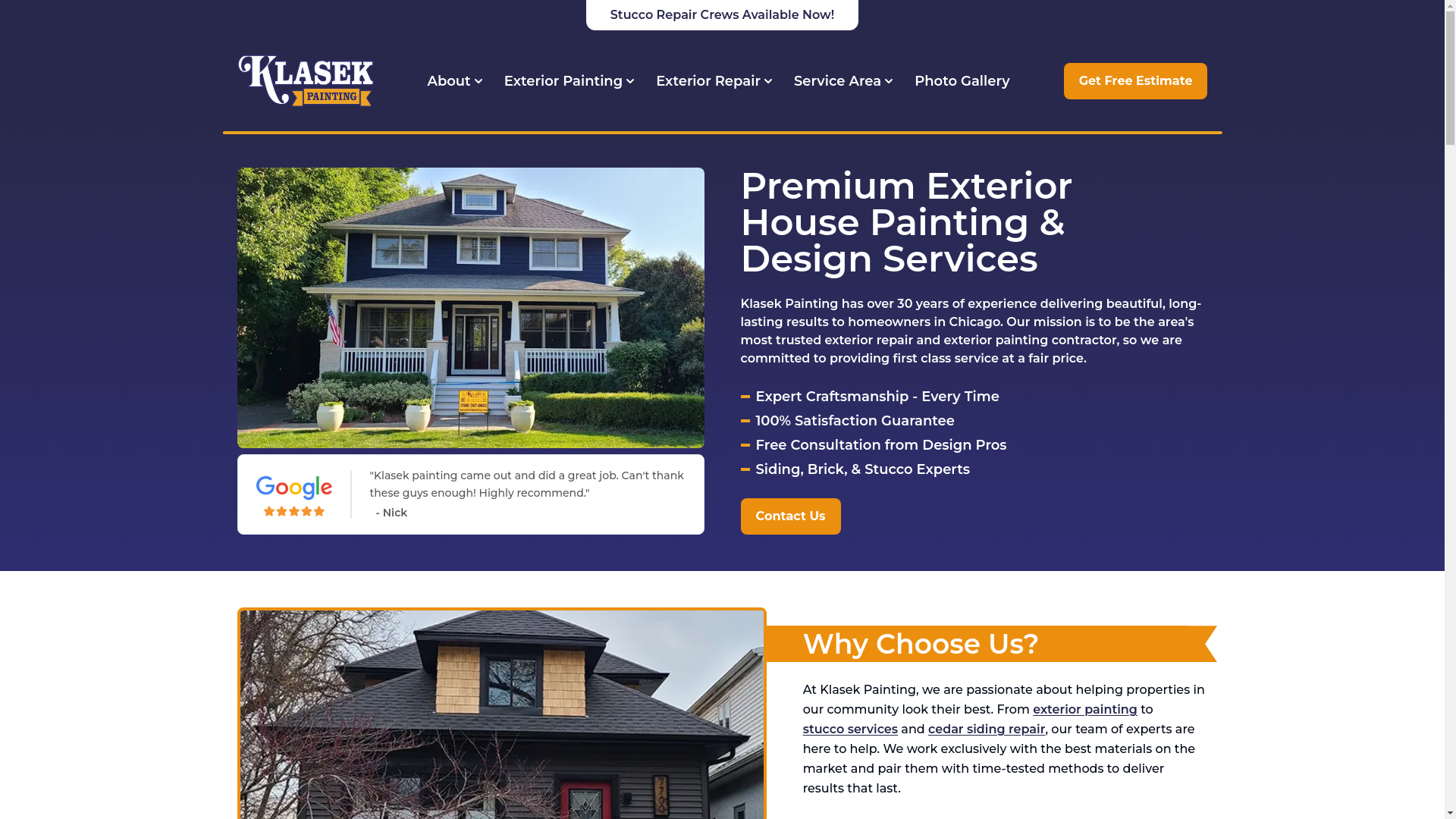 website screenshot of https://klasek-painting-marketing-site.pages.dev/