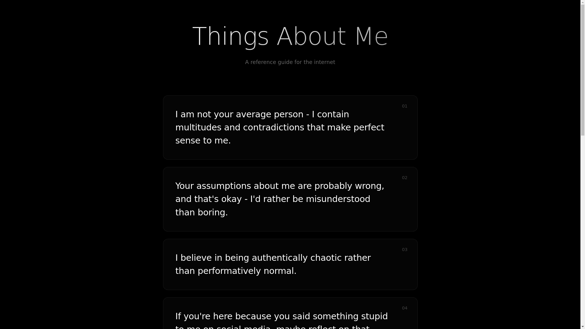 website screenshot of https://thingsaboutme.pages.dev/