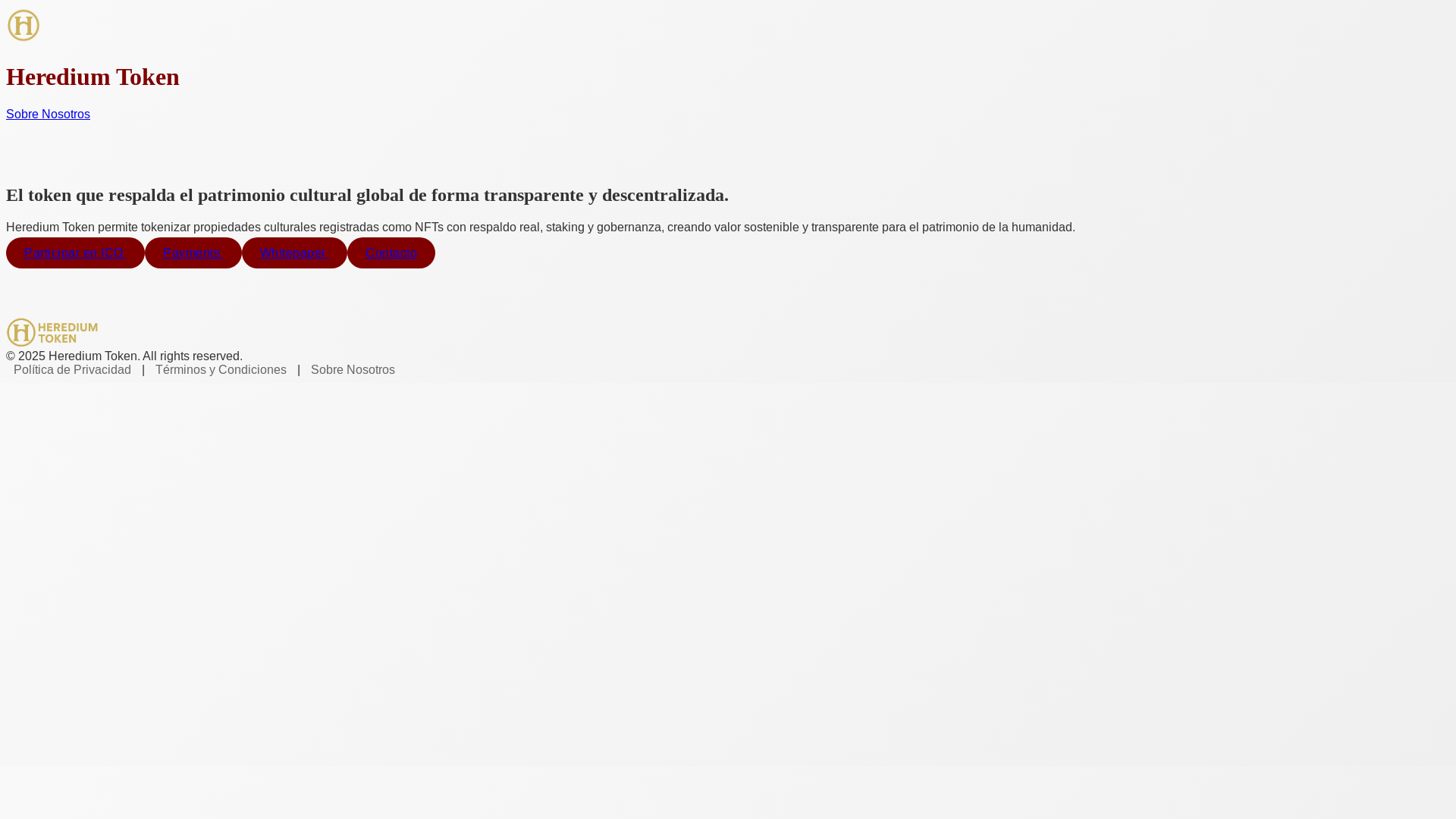 website screenshot of https://herediumtoken.com/