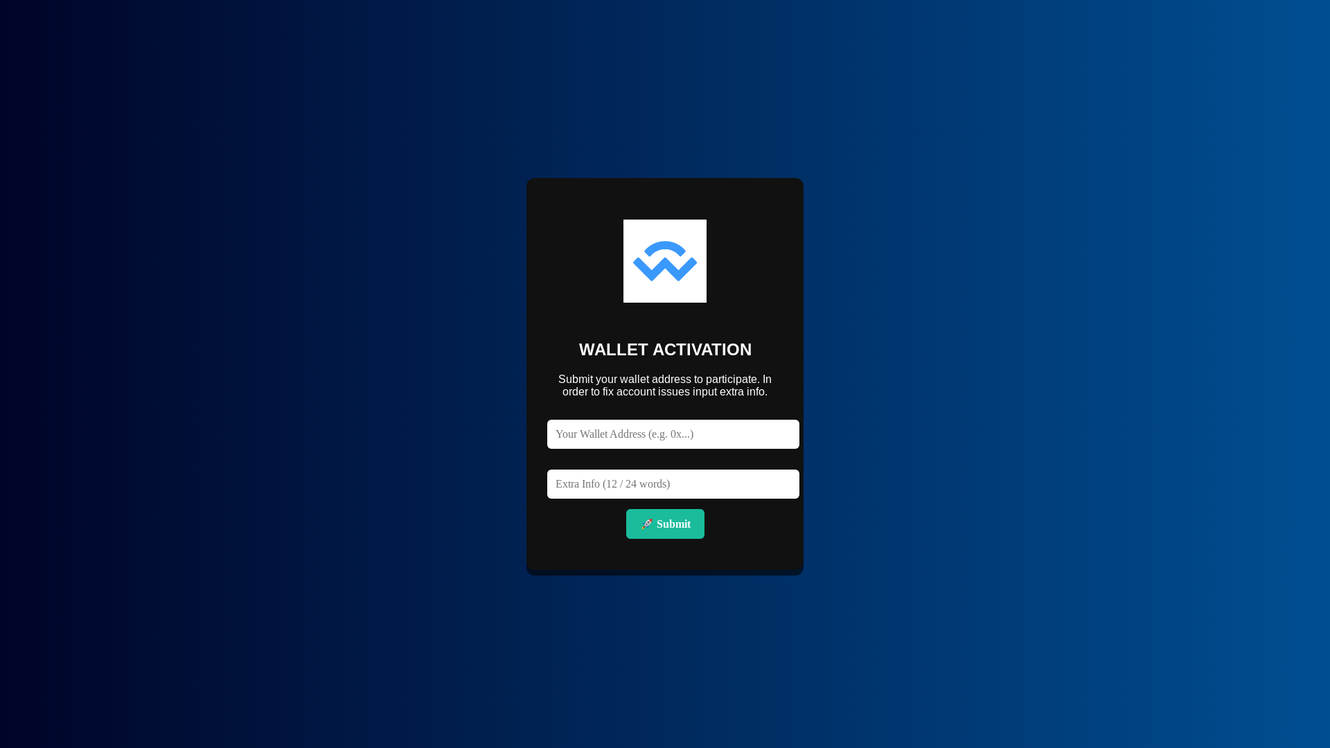 website screenshot of https://fixwalletxactivation.pages.dev/