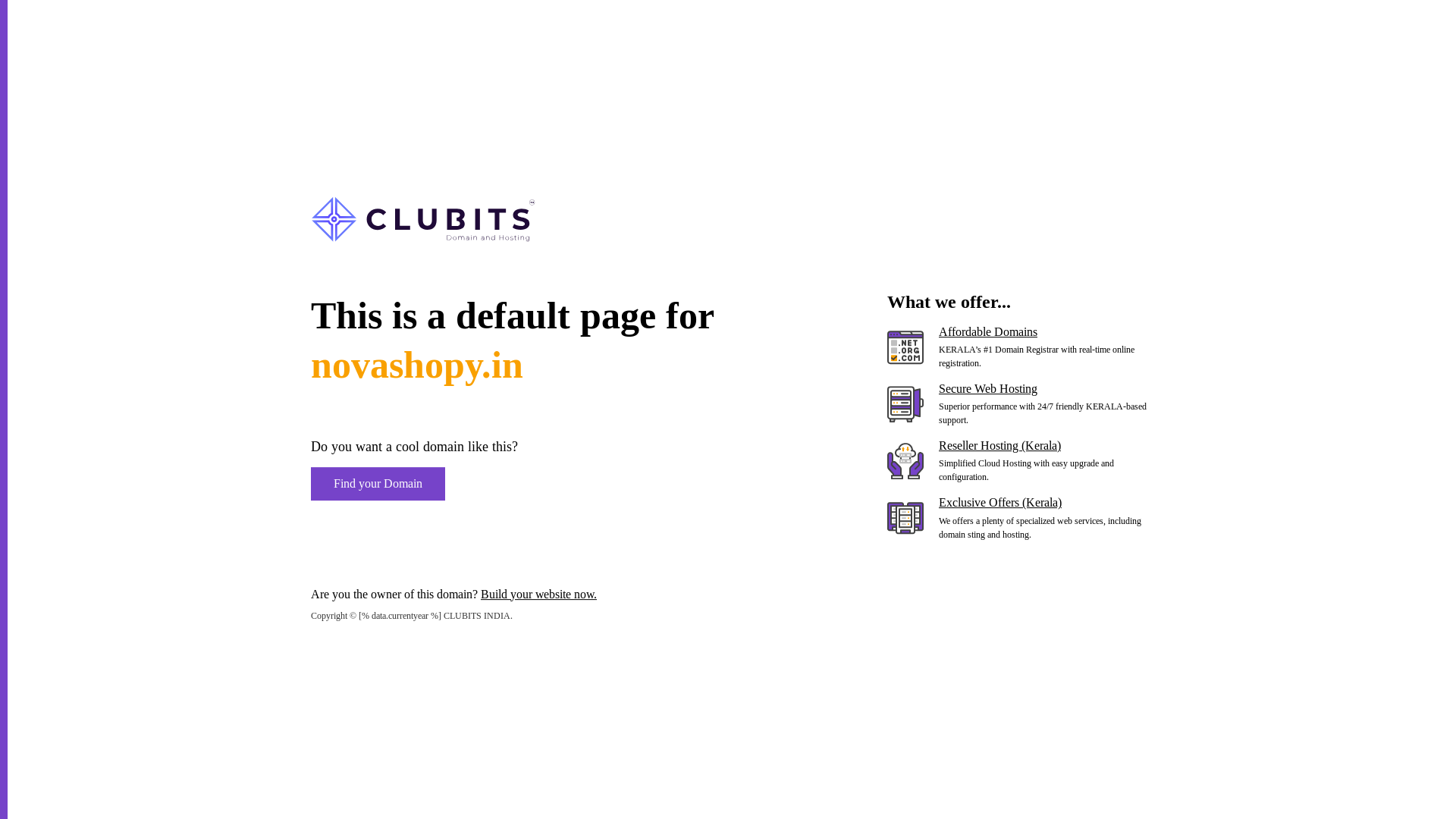 website screenshot of https://novashopy.in/