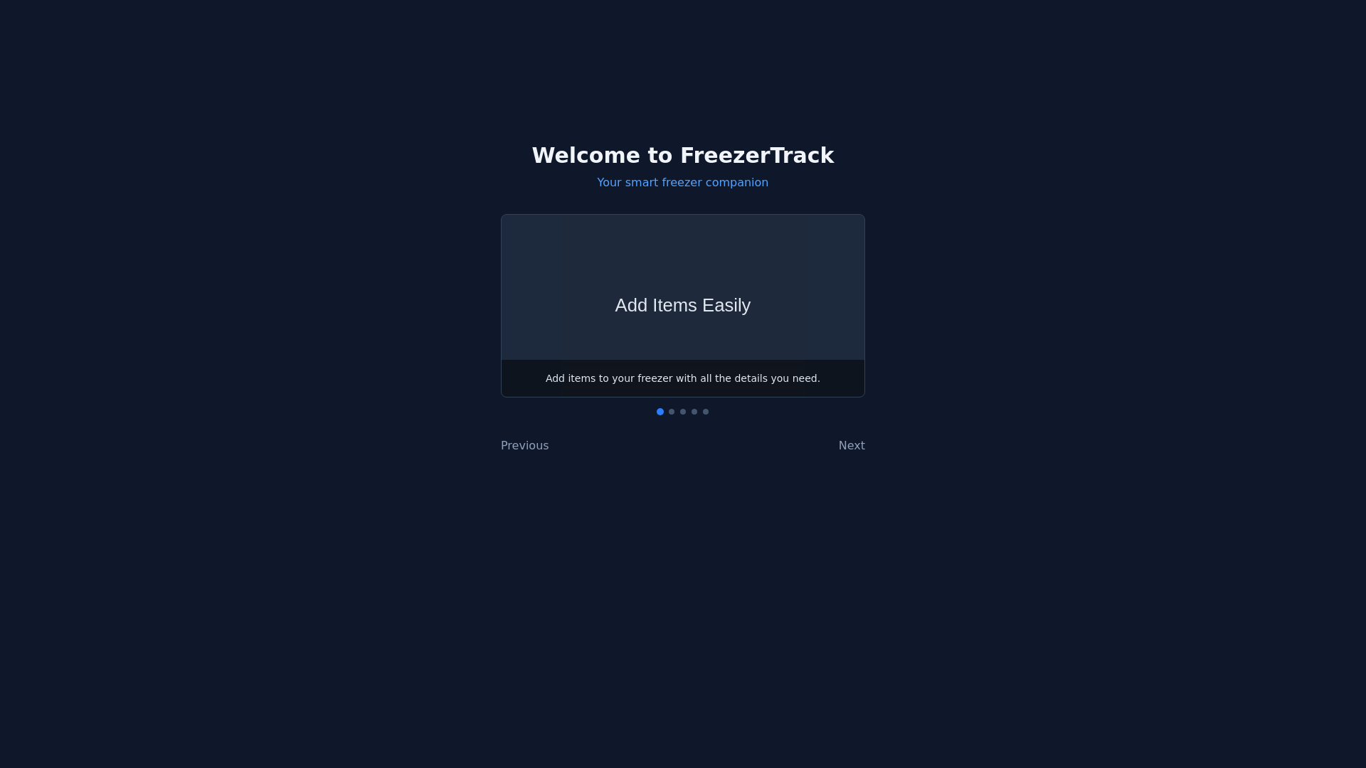 website screenshot of https://freezertrack.app/