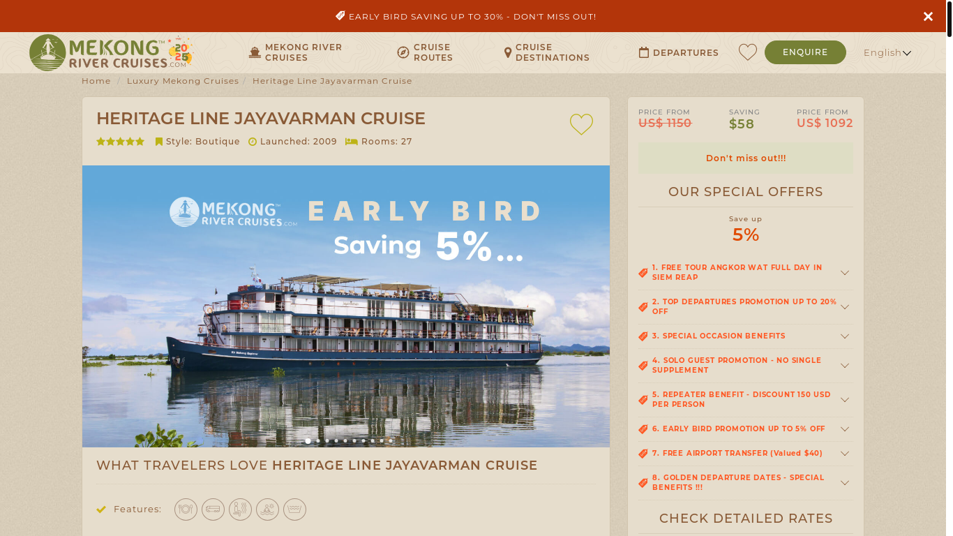 website screenshot of https://www.mekongrivercruises.com/rv-jayavarman.html