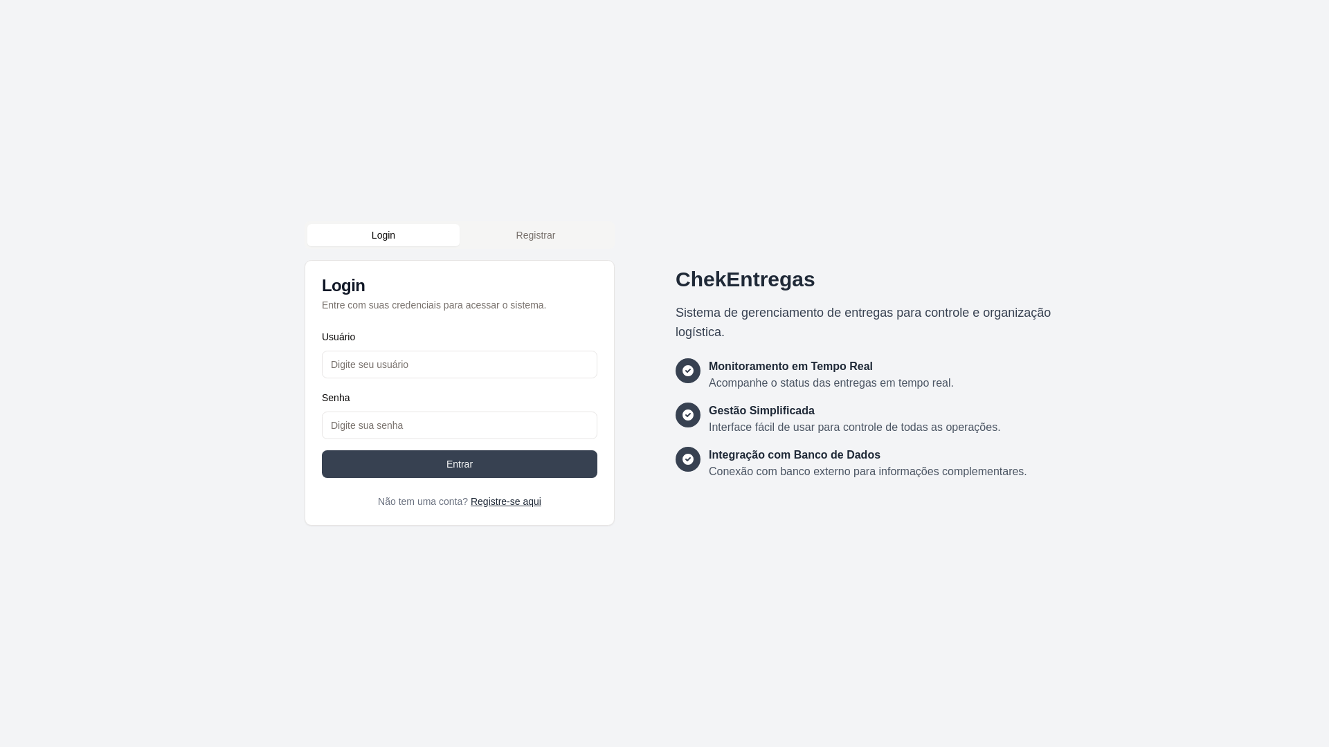 website screenshot of https://chekentregas.com.br/