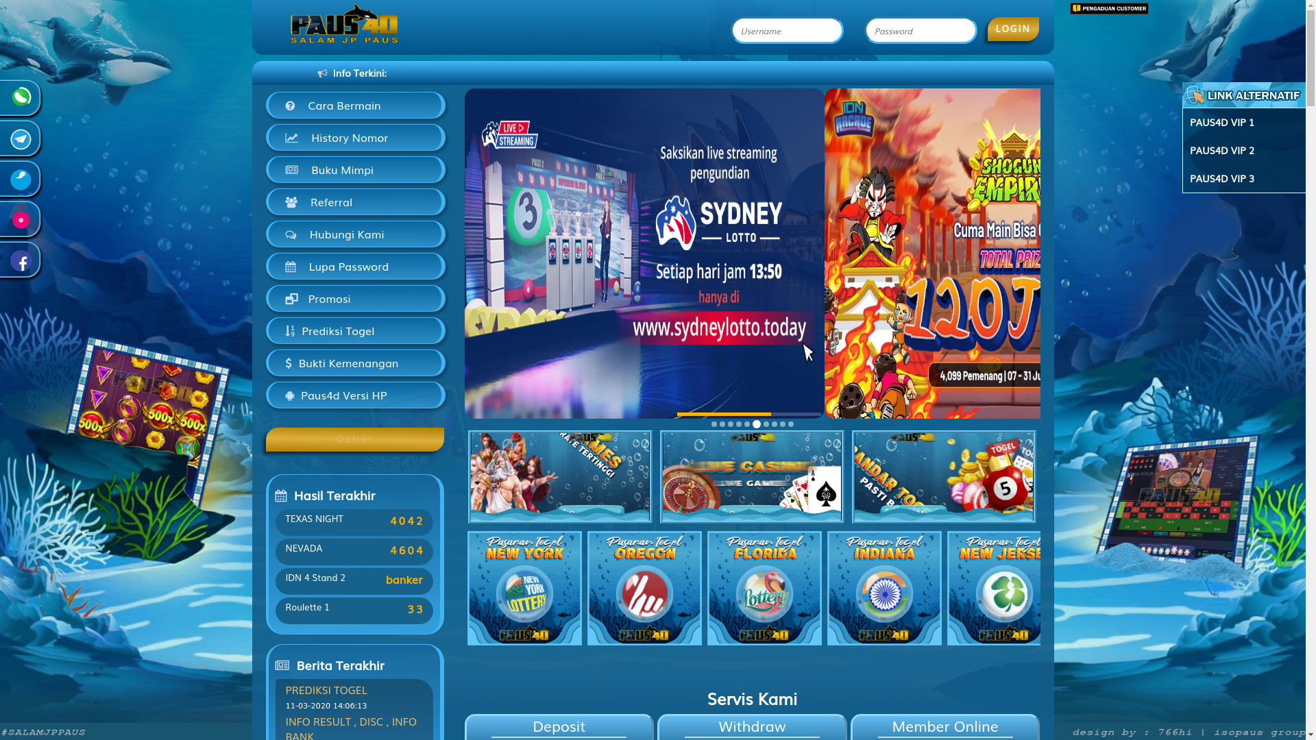 website screenshot of https://pasarpaus4d.in/