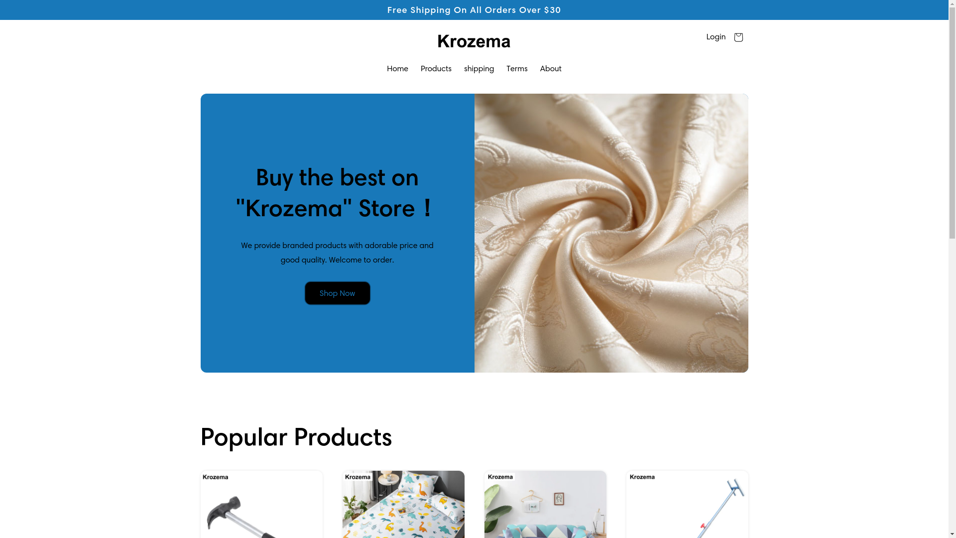 website screenshot of https://krozema-store.store/