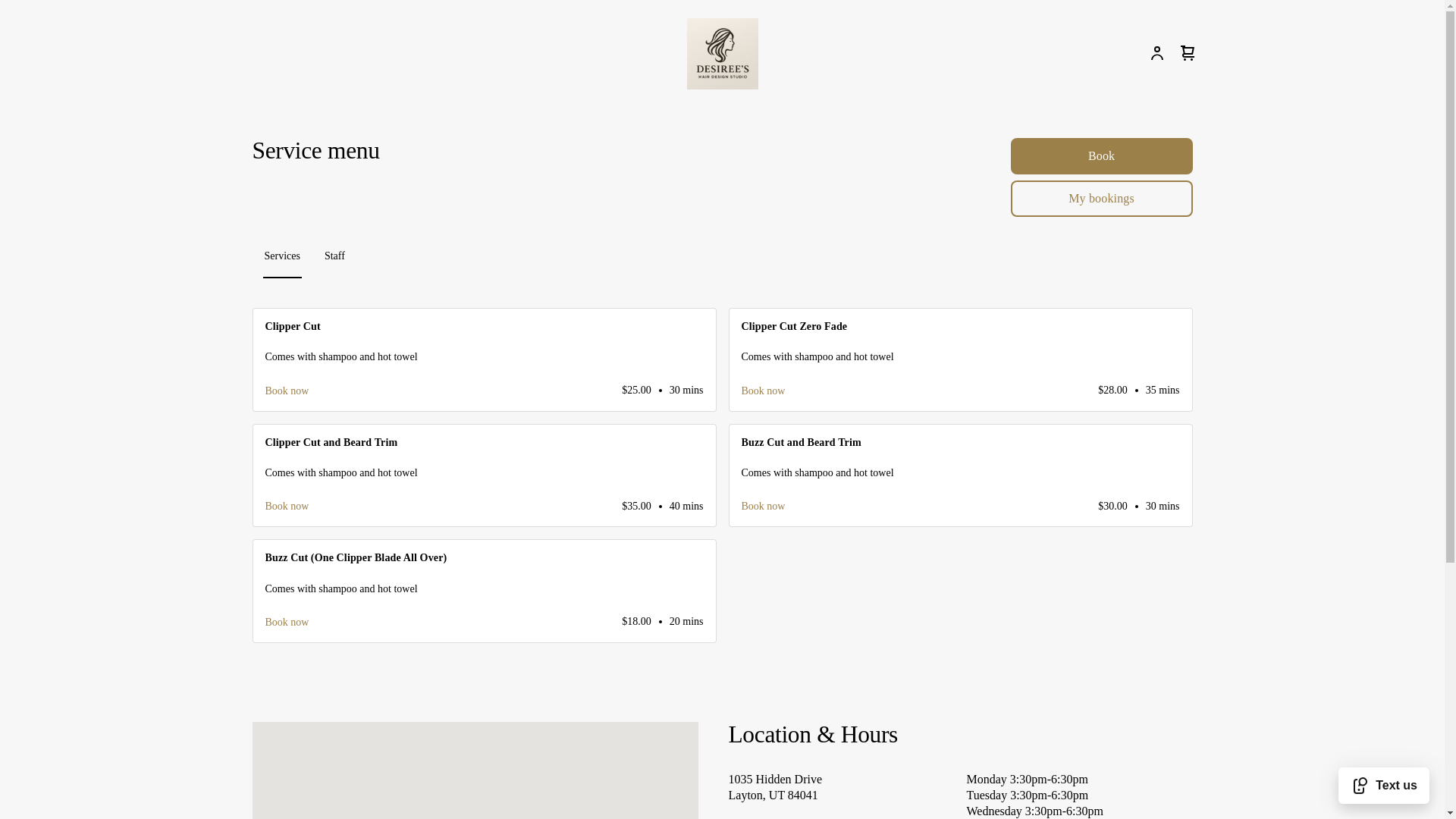 website screenshot of https://desireeshairdesignstudio.com/