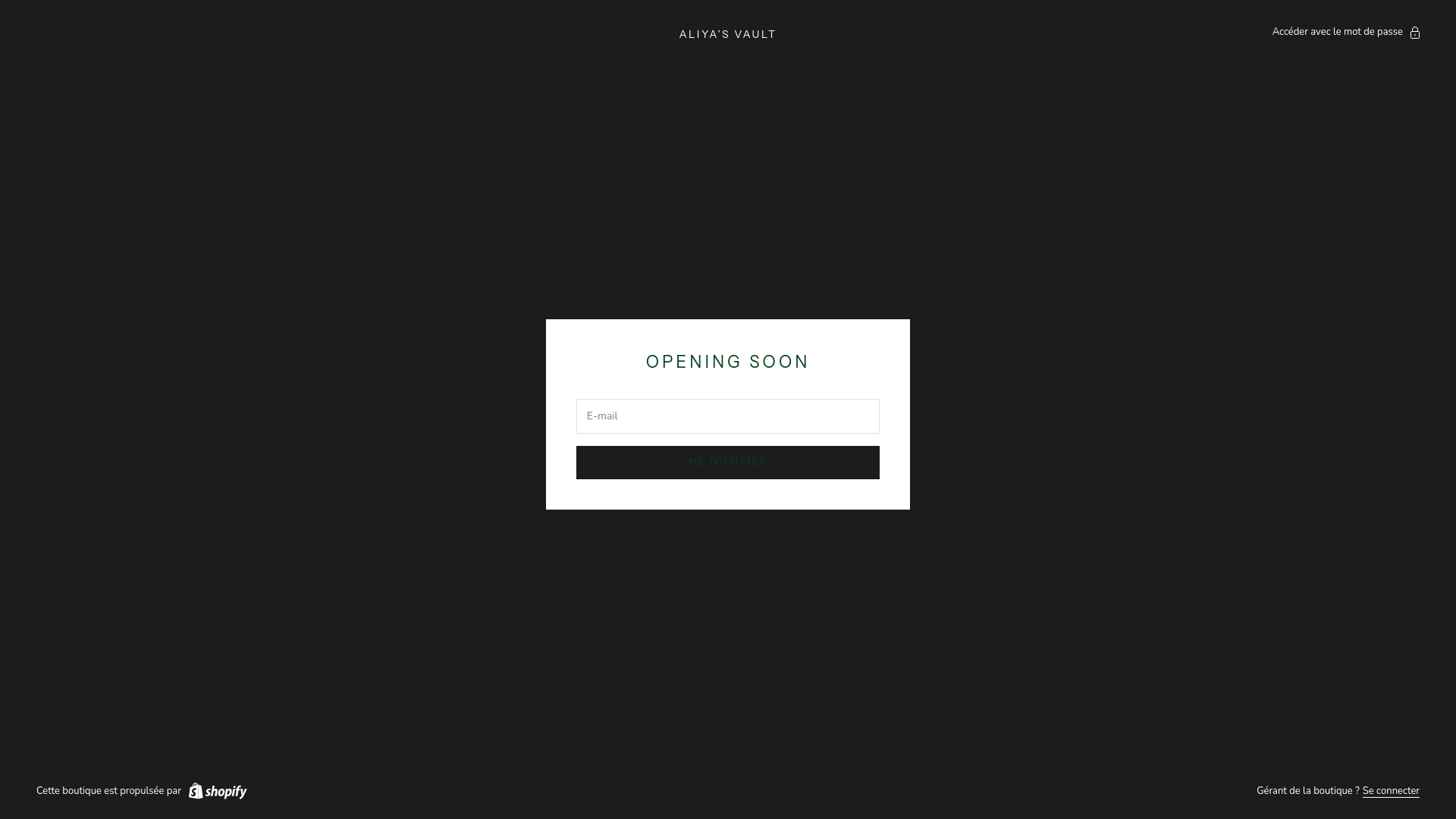 website screenshot of https://aliyasvaultci.com/