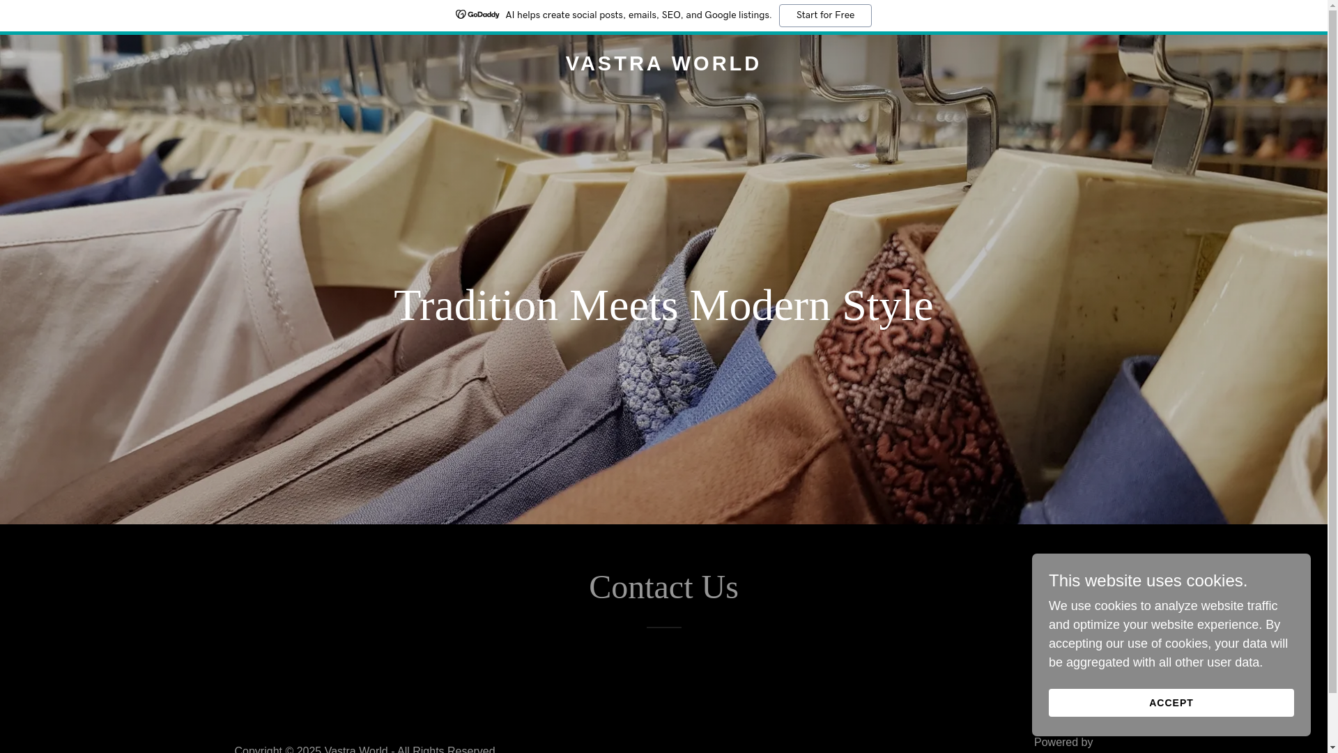 website screenshot of https://vastraworld.fashion/