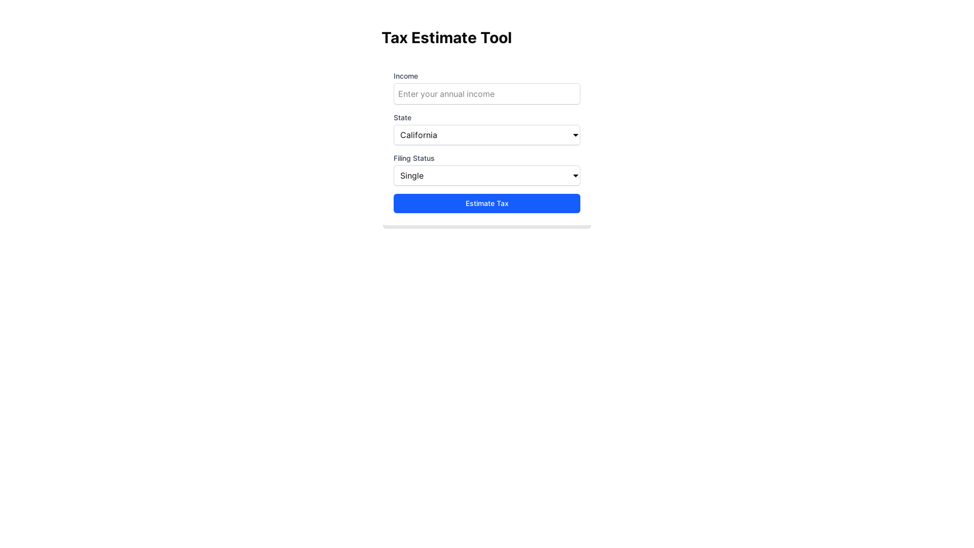 website screenshot of https://04fd1b46-tax-estimate-tool-frontend.pages.dev/