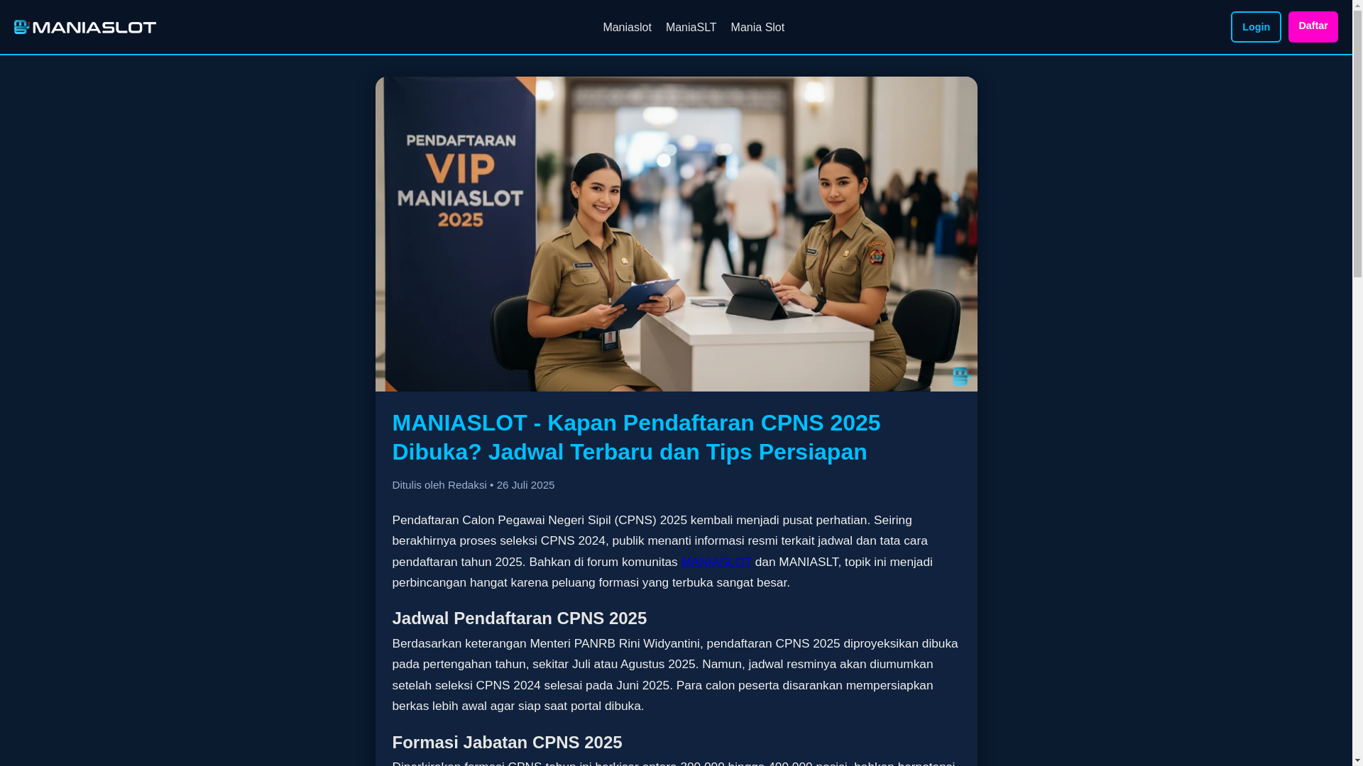 website screenshot of https://maniaslot-cpns.pages.dev/