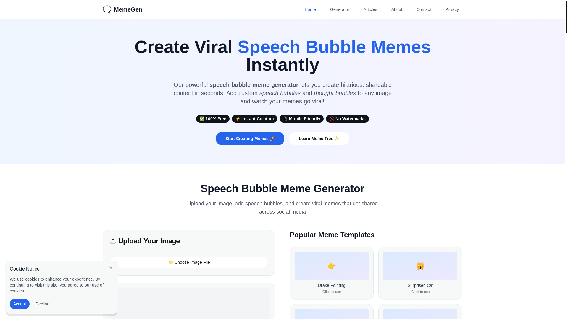 website screenshot of https://speechbubblememegenerator.pages.dev/