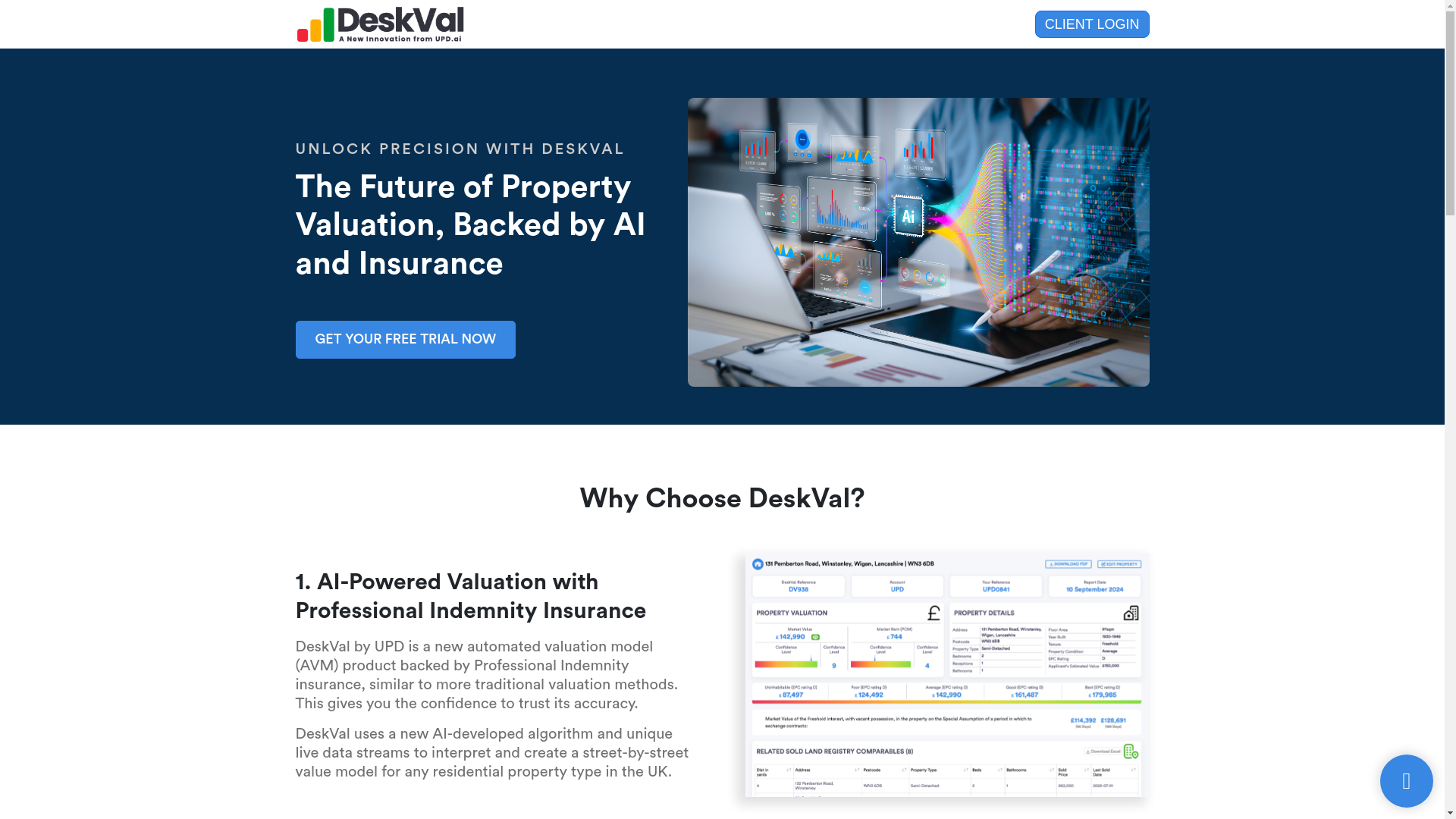 website screenshot of https://deskval.ai/