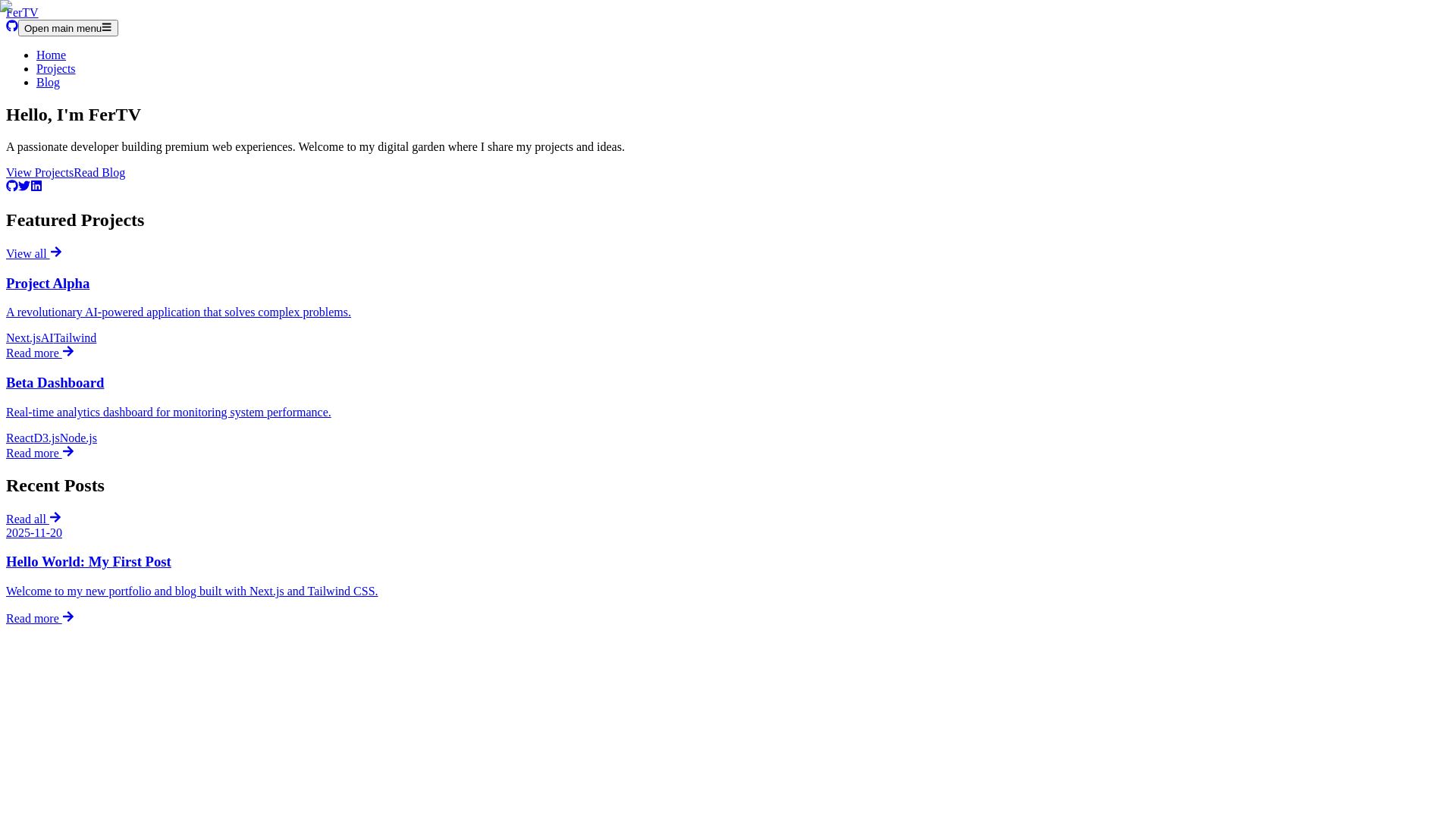 website screenshot of https://fertv.dev/