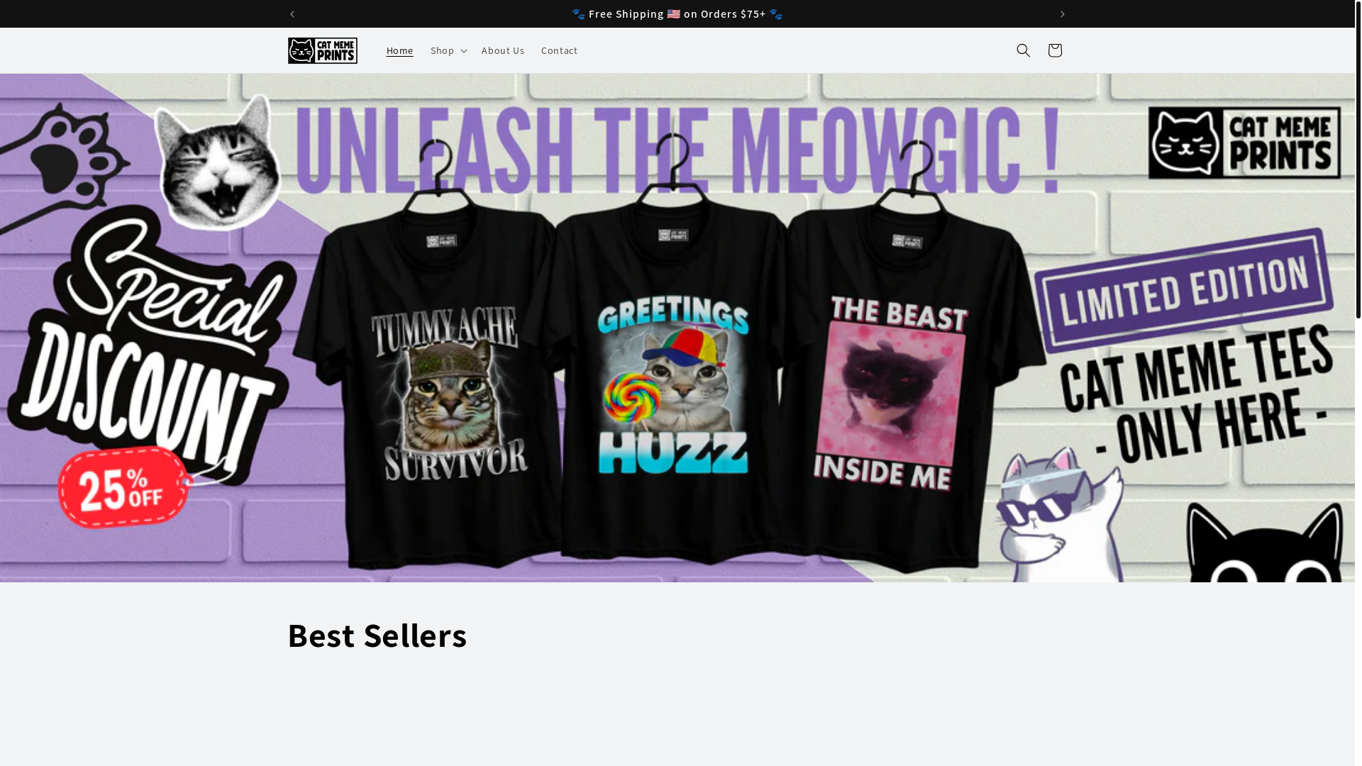 website screenshot of https://catmemeprints.com/